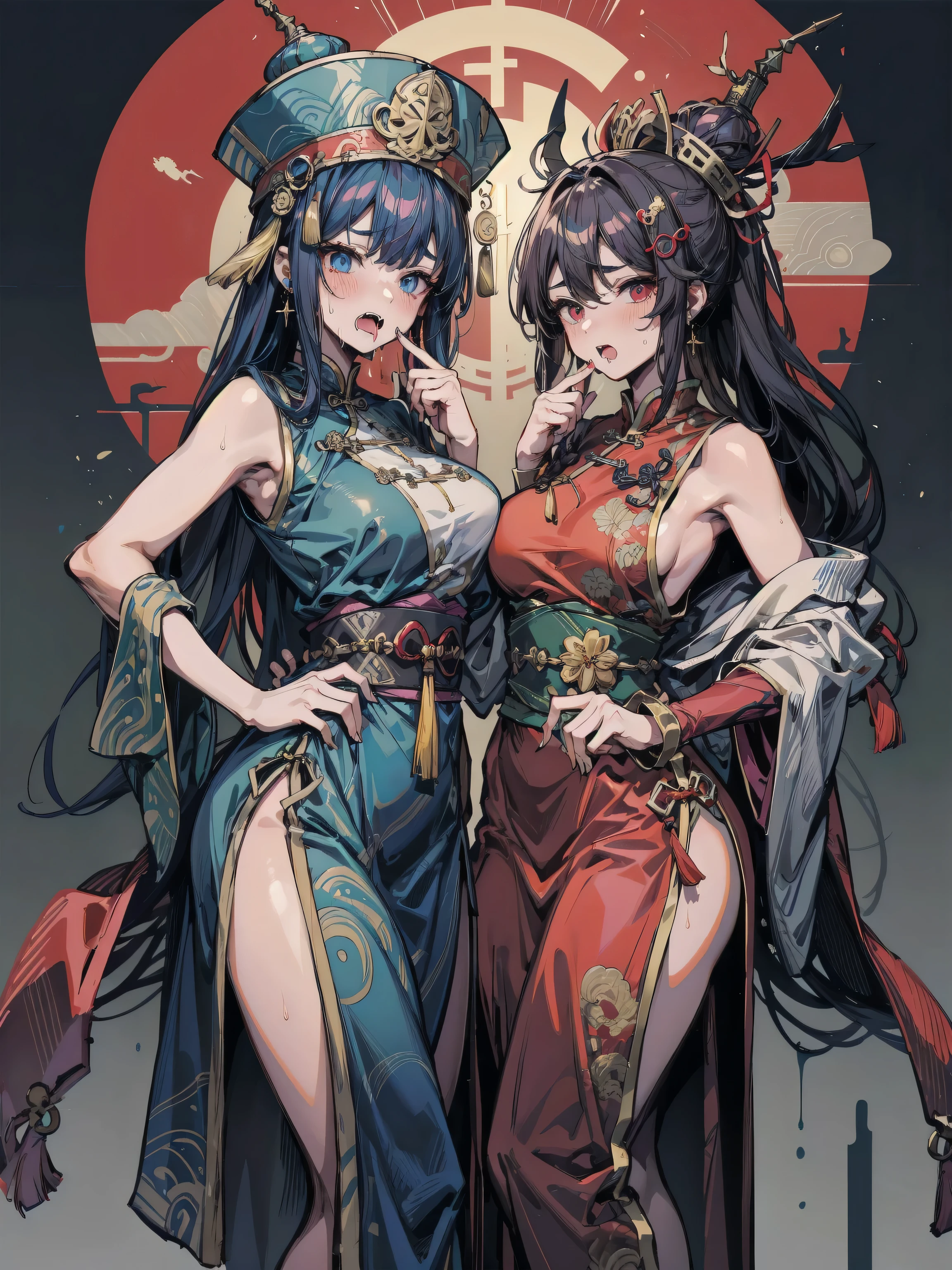 a close up of a video game with a man and a woman,nsfw, sengoku era, gameplay, fantasy boss battle, gameplay screenshot, chinese three kingdoms, 2d side scrolling game, game screen, character selection screen, ultra wide gameplay screenshot, 000 battle, by Josetsu, 中 国 鬼 节