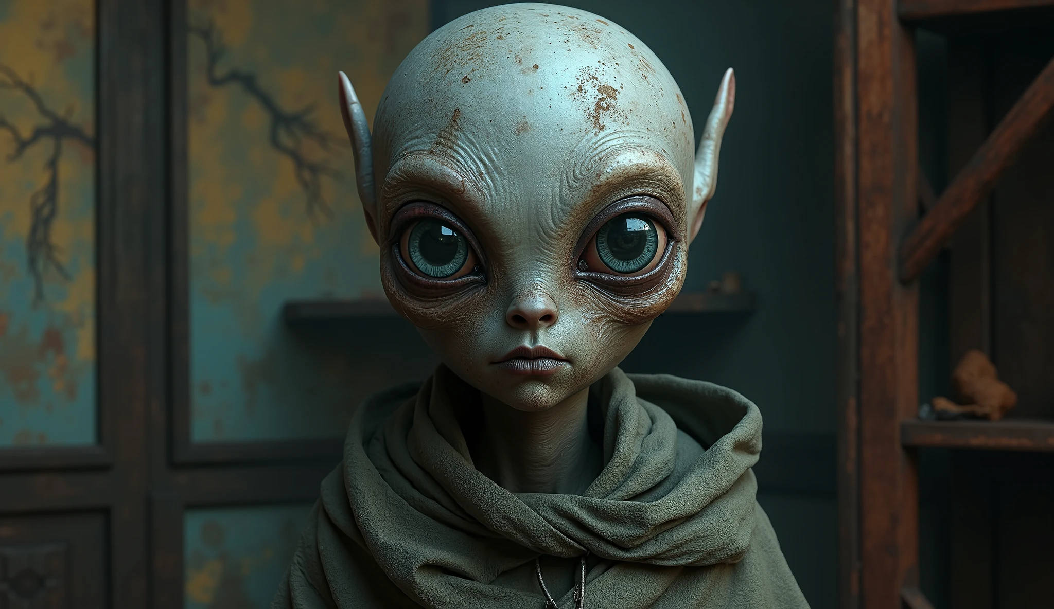 fullb body shot,beggar niobium graphite The Alien Entity,native italian babychild, wants eat,survival in criminal city of future,Cinematic,soft colors, Technicolor,natural skin textures, hyper realism, hyper detailed,Extremely detailed,High contrast,Masterpiece,Realistic,Ultra Detailed, intricate details,realistic humid leather,extremly intricate,Epic Realistic, cinematic style,irina yermolova,high contrast,hdr,extremely detailed, [deep night landscape],masterpiece, intricate details, eyes extremely detailed, high detailed eyes,8k resolution,retina, Nikon Z9,China,Songbird,orc,Li River in Guangxi Zhuang of China,Pisces, pointed ears，perfect, Elf，transition between two art styles, Double contact, X-ray, Creative, vivid light, fantasy, Abstract, Surrealism, super detailed, high resolution, stop:35;
