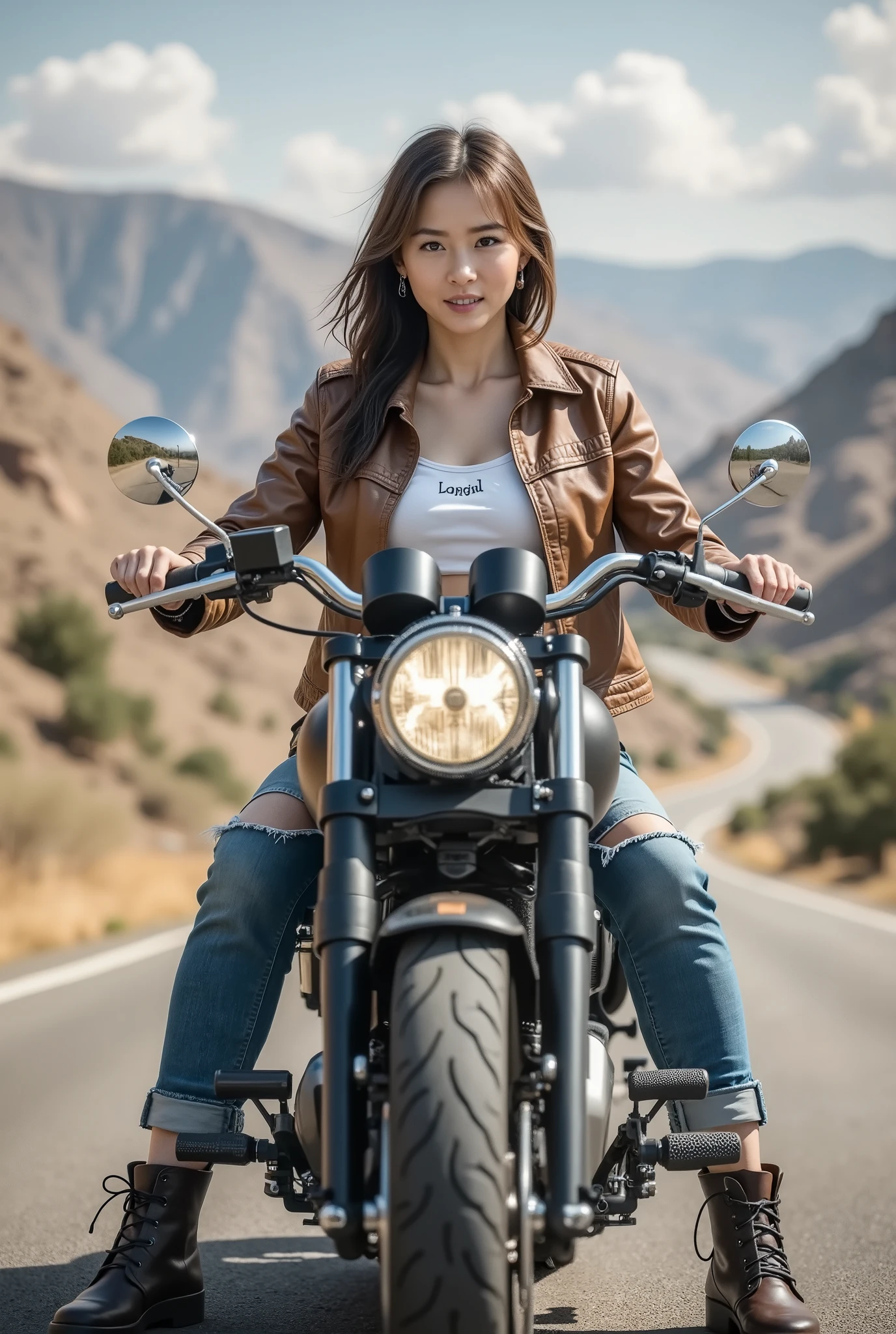 (8k,   Top Quality, Masterpiece), ( realistic   , photo realistic   : 1),   (Ride a Harley :1)