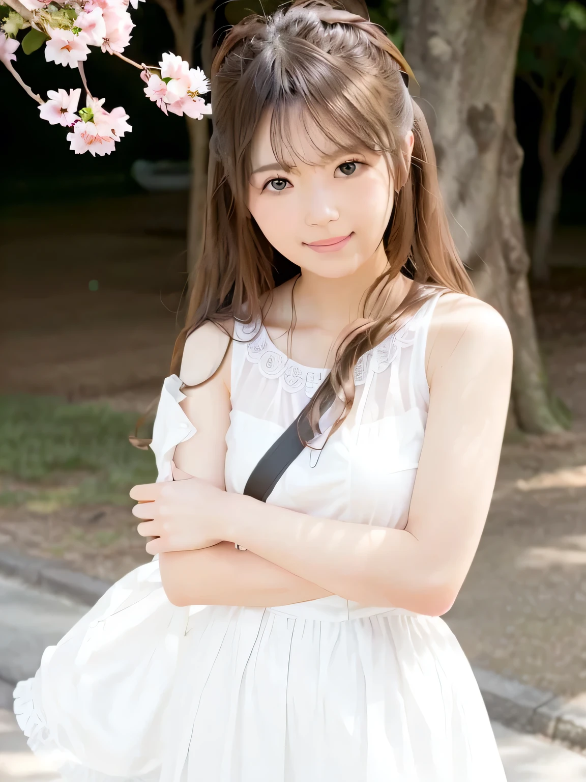 (Best-quality, Masterpiece, Ultra-High-Resolution, (Photorealistic:1.4), Raw Photo, depth of field, professional lighting, perfect anatomy, extremely details), 1girl, 15-years-old, the most famous Japanese idol, (((running wild at flower garden, dynamic pose, dynamic angle))), ((wearing light-pink extremely cute-lacy dress with cute-design)), (extremely cute and extremely childish face like the most popular Japanese idol,((extremely cute and extremely big eyes)), extremely beautiful hair, ((extremely beautiful skins)), extremely cute long-eyelashes, extremely cute lips, extremely cute thighs), ((innocent smile))