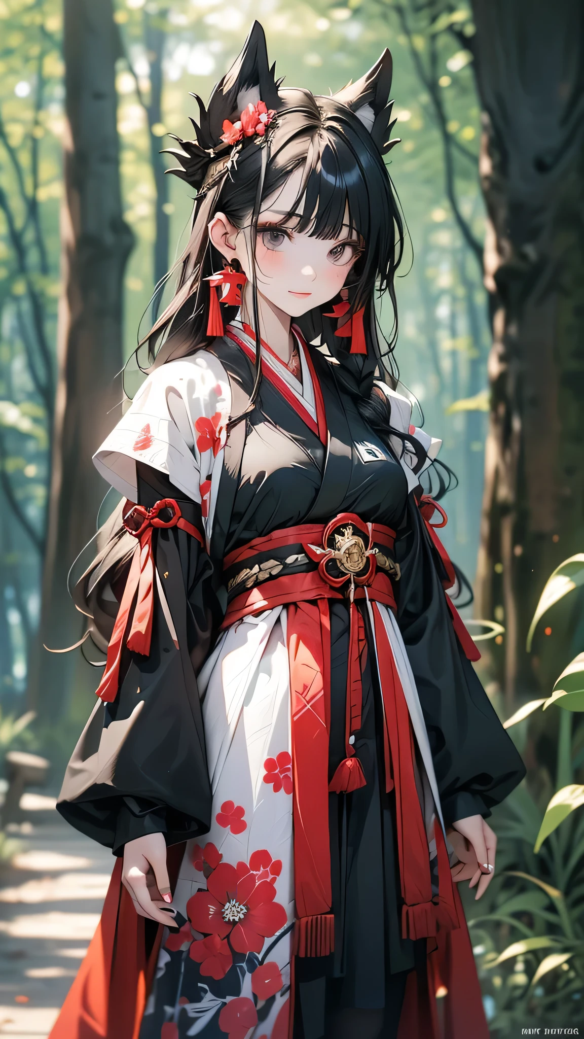 masterpiece, best quality, 1girl,houraisan kaguya, jeweled branch of hourai,branch,black hair,long hair,red eyes,skirt, wide sleeves,grey background, look viewer