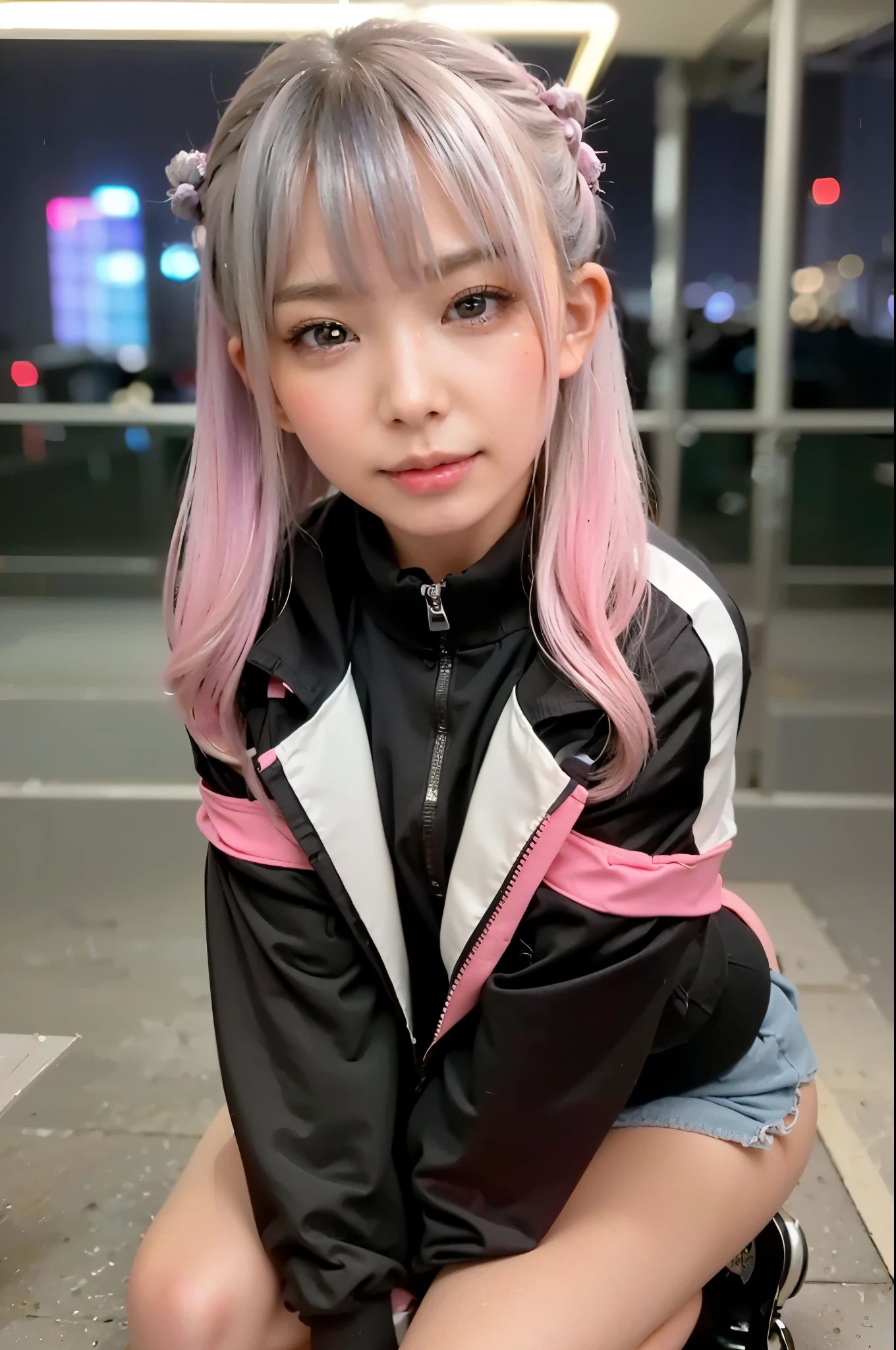 (Completely live action:1.37), (Amazingly realistic textures:1.37), (masterpiece, best quality:1.2), (8k uhd, 16k, 32k, ultra high res), amazingly realistic skin, amazingly realistic photo, superrealism, (photorealistic:1.37), (RAW photo), ultimately realistic, (ultimately realistic all details), (ultimately realistic all textures), super realistic lighting, super realistic shadow, (japanese girl:1.5), (realistic idol face), smiling, happy, super realistic face, ultimately realistic skin, ultimately realistic eyes, (mascara:1.35)ultimately realistic background, ultimately realistic detail up, (kkw-ph1:1.25), (Canon EOS R6, 85mm, 1/200s, f/5.6, ISO 1600), (tattoo), (mechanical armor:1.37), (blue eyes:1.2), (silver hair:1.3), 