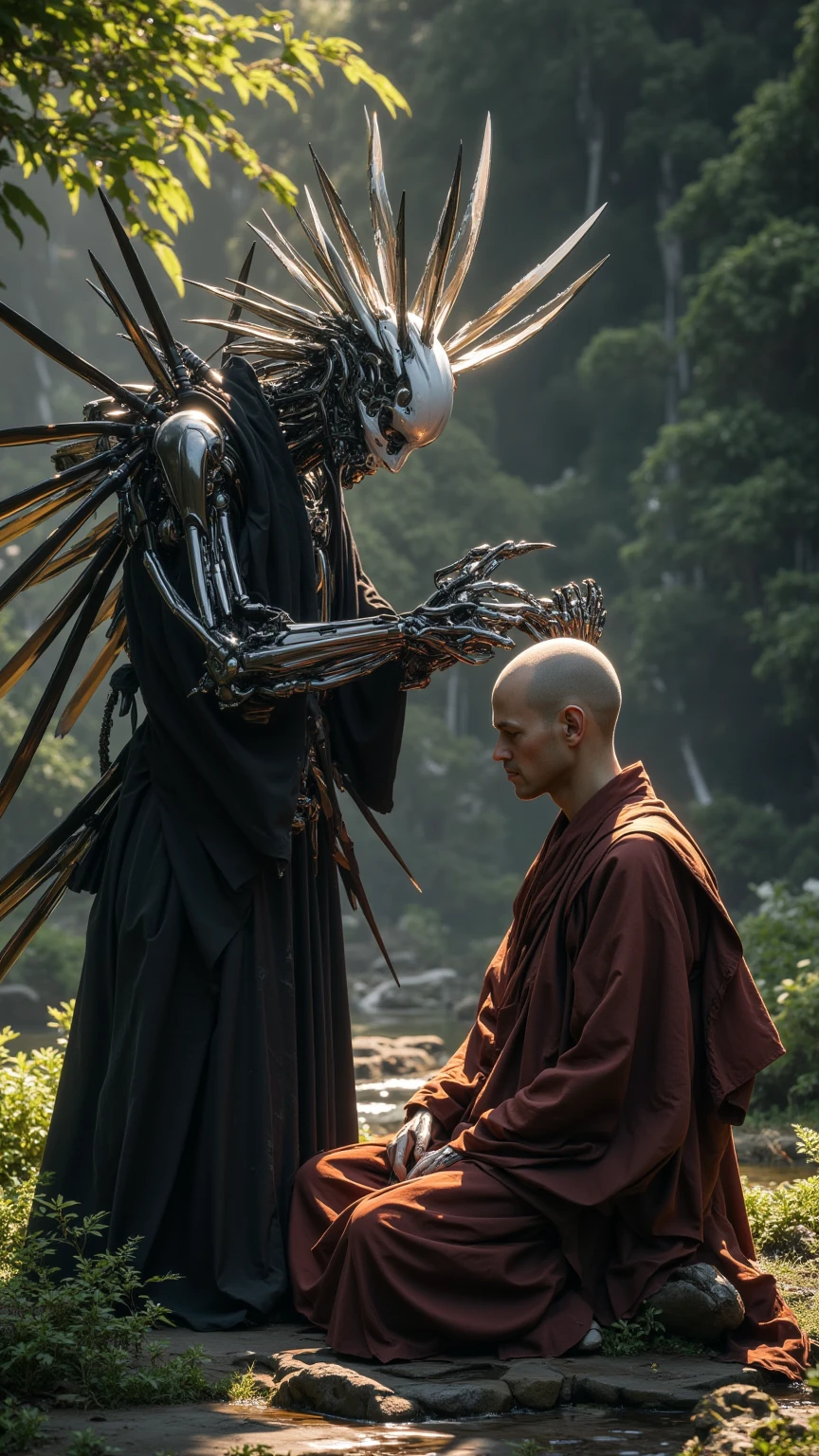 Edward Scissorhands ,正在幫一位monk理頭髮,monk,monk - SeaArt AI