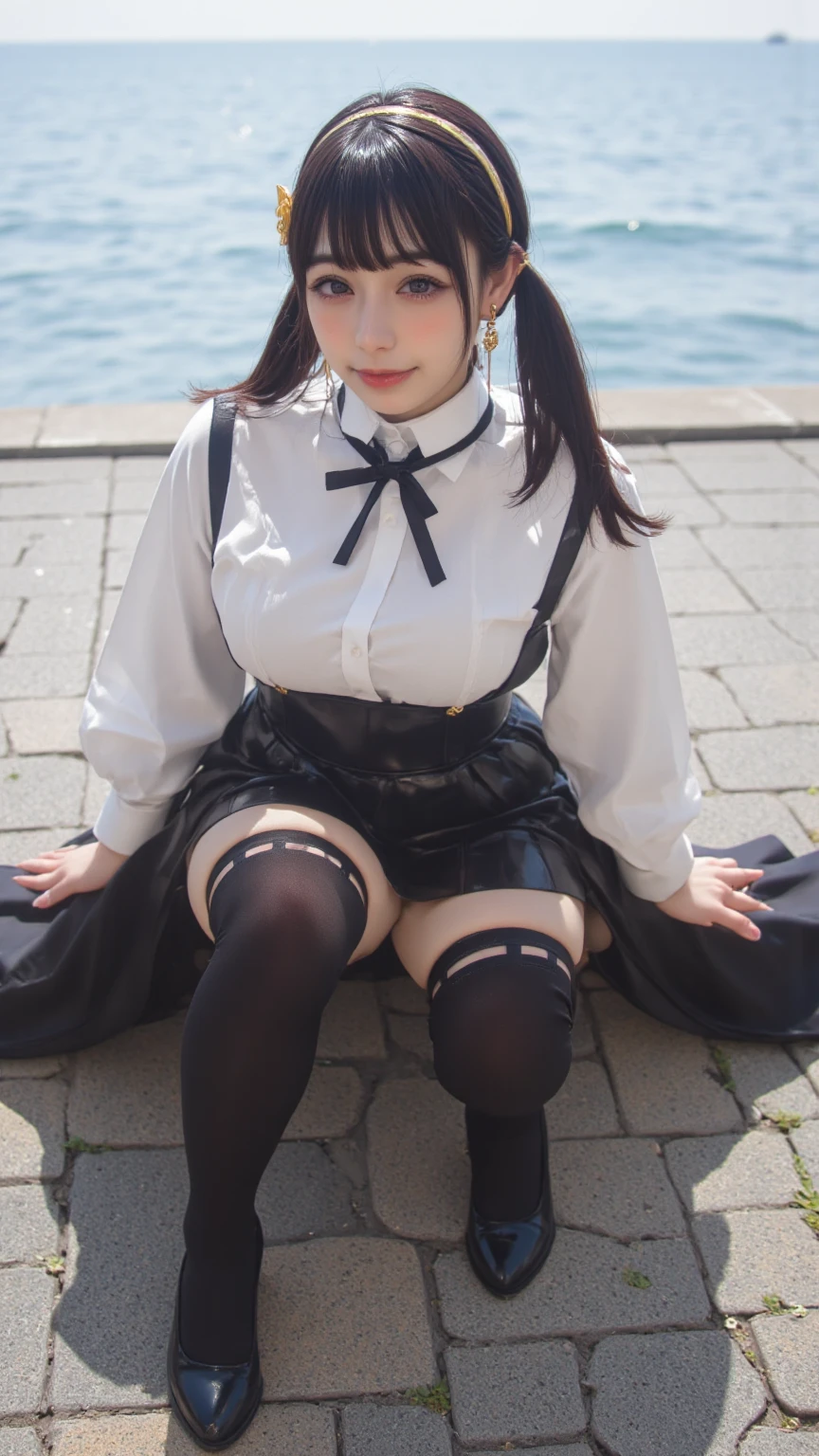 high quality、masterpiece、Gothic Lolita Fashion、Japanese women、19 years old、Over the knee socks、garter belt、Low Angle、The wind blows and my skirt flutters、Very sensitive skin、Fair skin、Red lip makeup、Young Face、Look at me、Slim figure、Red frame glasses
