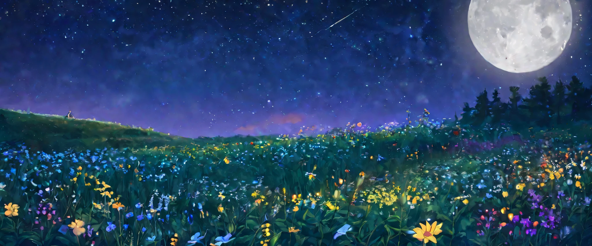Wildflowers,The night sky is full of flowers,✨🕌🌙,Beautiful as the moon,Moonlight at night,Hippie in the cabin,Hannah Moon,Moonlight,Flower fields at night,Traditional Moon,Moonlight的夜晚