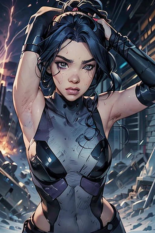 (Long-range shooting: 1.5), jinx \(league of legends\), (1girl,League of Legends Jinx),(Scarlet eyes: 1.2, crazy laughter, Blue double ponytail hair: 1.5),Kungfu,Wearing Doctor Strange costume,(Holding a particle laser cannon in hand,a revolver),Aoshu crystal, Attack status,(Snowy mountain woods,surrounded by rain,League of Legends Game World),Illustration style,The whole body is exposed to the rain for a long time,(exquisite facial features,Perfect hand featureartial arts style,(Selective focusing,full body shot of,tmasterpiece,ultra - detailed,Epic work,highest quality,8k,panorama, first-person view, atmospheric perspective, UHD, masterpiece, ccurate, anatomically correct, textured skin, high details, award winning, best quality),(best quality, 4k, 8k, highres, masterpiece:1.2), ((big oppai)),ultra-detailed, ((full doby standing)), sosteniendo un sniper,(realistic,photorealistic,photo-realistic:1.37), gorgeous light skin black woman, vampire, seductive gaze, gothic background, sensual beauty, gothic fashion, ripped black gothic miniskirt, torn clothes, (((patterned pantyhose))), (((small breasts))),dark colors, moody lighting, full body pose, (((crawling on knees))), (((full hips))),unity 4k,PECHOS CAIDOS GRANDES,((big bun hair, grande y grande)),delineado de ojos negro fuerte,((latex dress)))(latex bra),(escote:1.2), hermosos ojos detallados, Luz en la cara, ((Toma de cuerpo completo)), Luz particularmente fuerte, grueso ponytail, piernas grandes y largas y bien formadas, mirando al espectador, pelo rubio, ojos grises, joyas, cuerpo completo, cuello, fuera del hombro, sweater, labios, realista, nariz, Flirt with the camera, de cerca, realismo, ojos detallados, pecas, (((ojos grises)))wet ,I'M 22 years,todo el cuerpo,wearing tacones altos,de pie,usando un traje de conejito,,sonrisa coqueta,latex dress,(correct anatomy:1.3),(cuerpo completo:1.5),grueso, muslos regordetes,,una minifalda,(Mirando al espectador:1.4),, 8K, foto cruda, ((cuerpo completo photo))