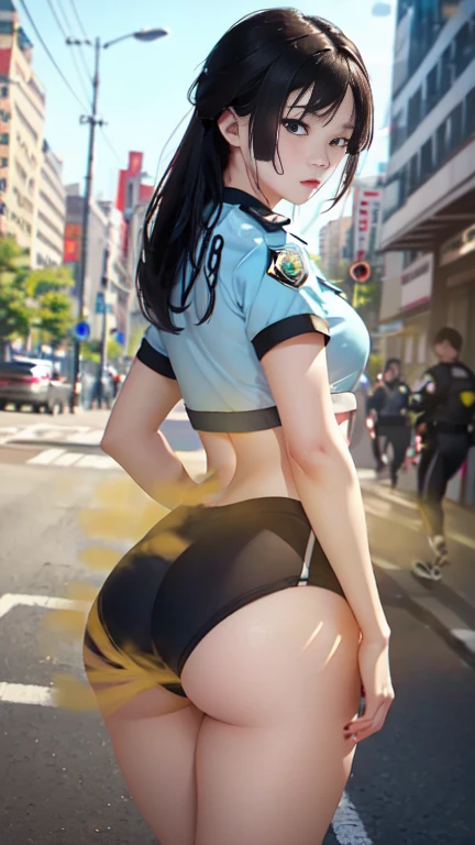here is a woman walking down the street holding an umbrella, Back view!!, Back shot, back-view, Shot from the back, Backshots, From the back, back - shot, Back view, back - view, rear shot, Back Pose, rear shot, Green dress, picture from behind, Seen from the back, Short dress, Also the back view, (masutepiece, Beautiful Art:1.4), Close-up of Tokyo 25 years old 1 girl, Walking the streets of Tokyo, (Short teal skirt:1.3), cleavage, (Perfect beautiful face:1.2), mix4:0.7, chengwei pan on artstation, by Yang J, Detailed Real Art, Stunning character art, fanart best artstation, epic exquisite character art, very detailed Artgerm, Detailed Digital Anime Art, ArtGerm on ArtStation Pixiv, Remake an angelic female face
