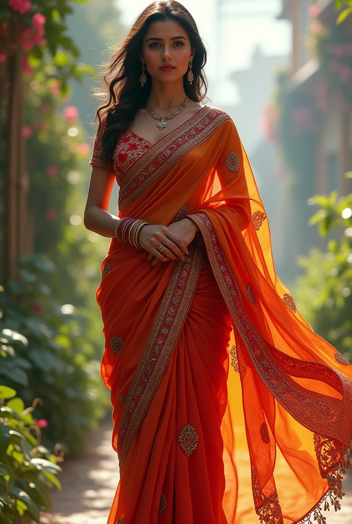 beautiful Indian models posing in the saree