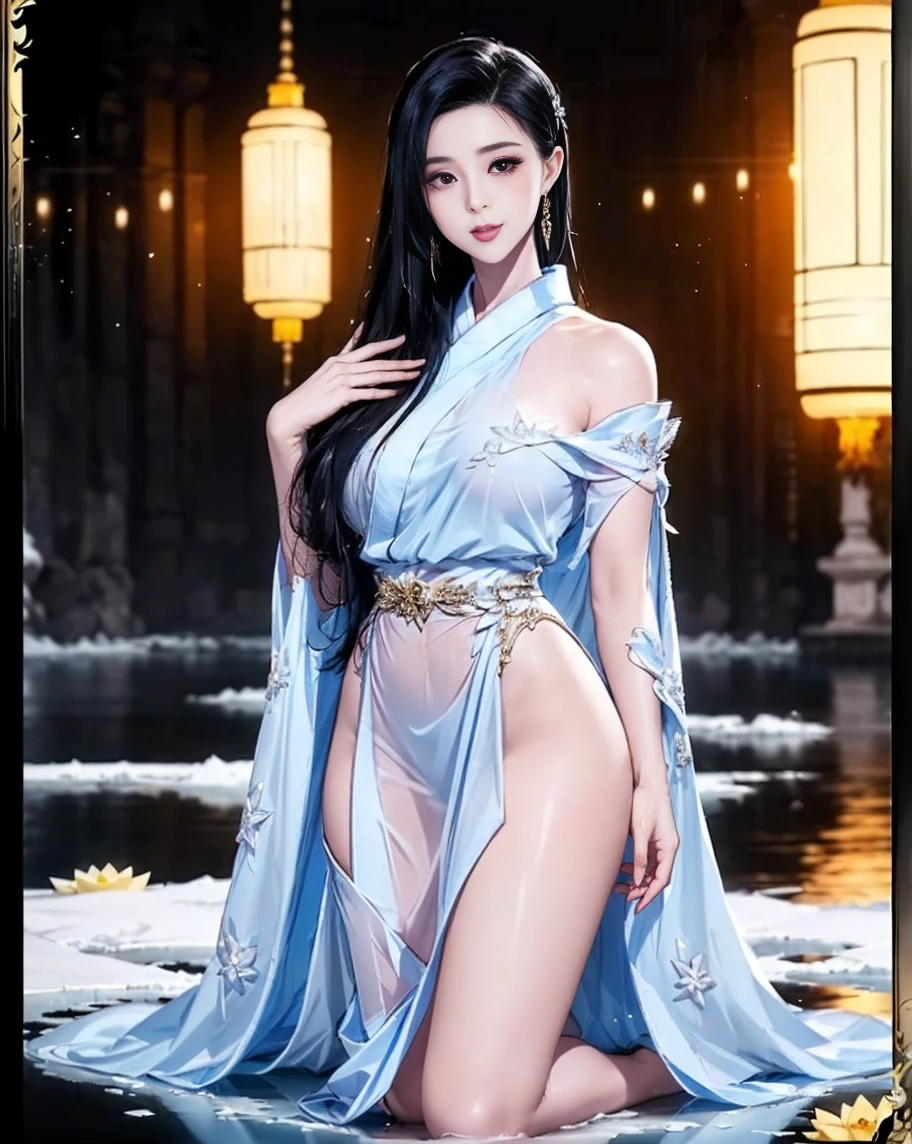 Top quality, masterpiece, high resolution, Chinese,,,,On the banks of the river,,,,,,,,On the banks of the river,,,,,,,,,,,,,,,,,naked,,stand erect,,1girl, charming appearance and personality, big body, extremely sexy, ,,,,Floral print ,, ,Floral print,, Light yellow floral fragments,,(transparent ), large hollow see-through, beautiful and delicate face, (desire figure) perfect slim figure (nipple slip: 0.5), perfect white skin,stand erect,,Smooth black long hair,,,,Black Hair