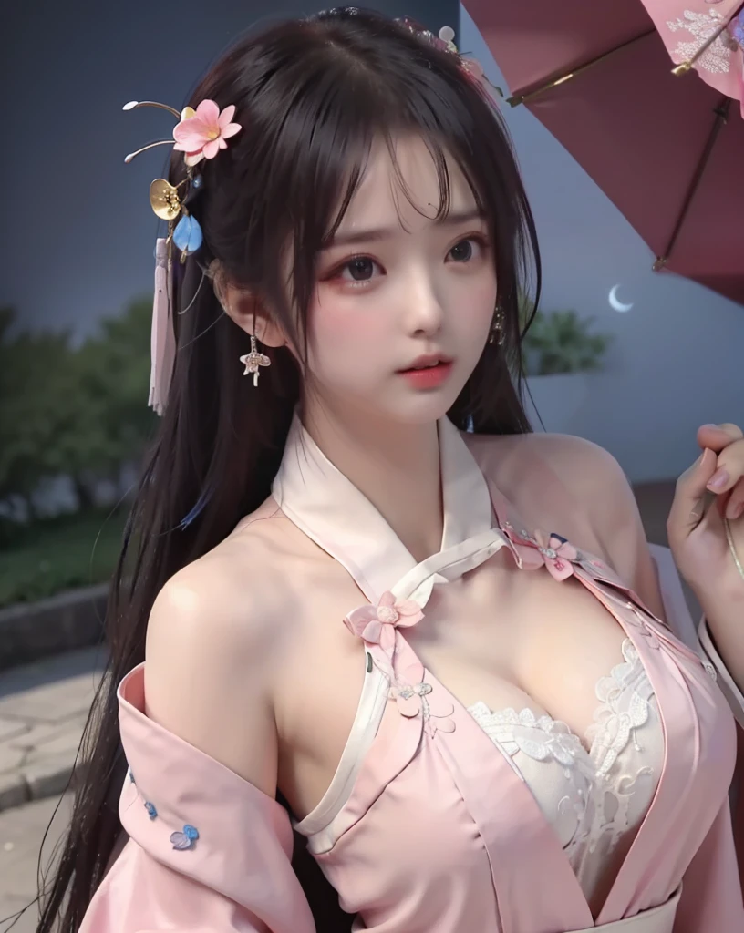 masterpiece,best quality,official art,extremely detailed CG unity 8k wallpaper,
a princess 10 ald old cute Hanfu dynasty open V-chested clothes royal, All pictures, Wet body of thin silk fabric, Thin silk lace petticoat, (huge ,cleavage),petticoat, white pink, blue ,best qualtiy,tmasterpiece,ultra high resolution,(Realism:1.4),RAW photogr,(True skin texture:1.3),(filmgrain:1.3),(Selfie angle),1个Giant Breast Girl,Beautiful eye and face details,tmasterpiece,Best quality at best,short dress,Bigchest,The chest is more exposed, detailed hair,above looking down facing at camera,short dressPrincess Eyes,Super big eyes,Detailed face,shiny pupils, dress pink (a garden,moon palace), upper body