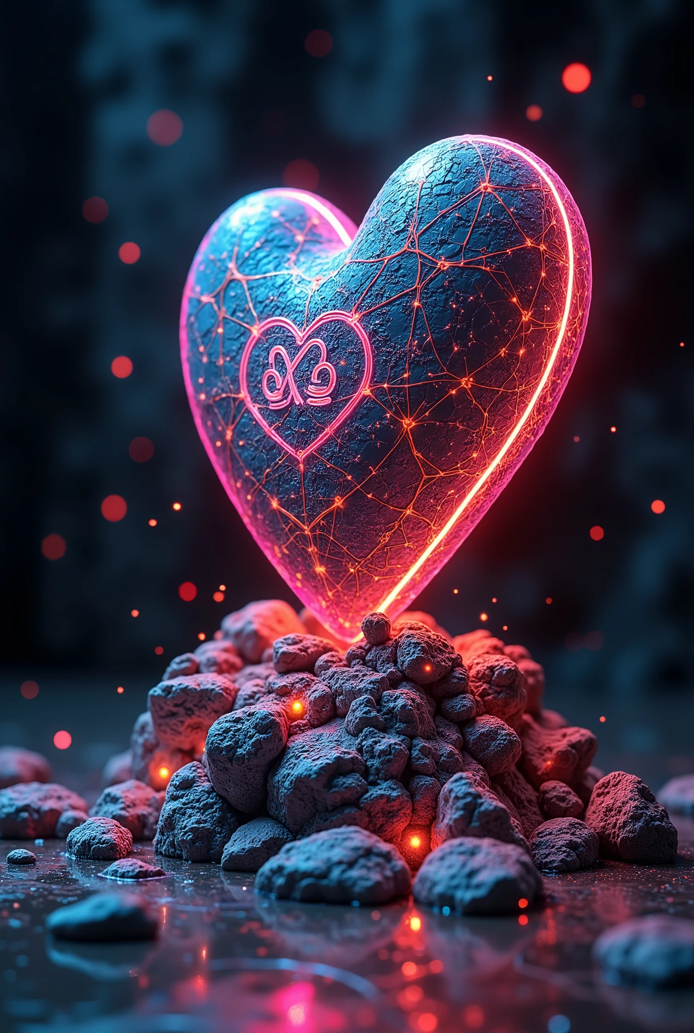 fossil, (ハートのfossil, Shining runes are engraved in Cyberpunk), ROUGH, The shape of love conveyed over 100 million years,