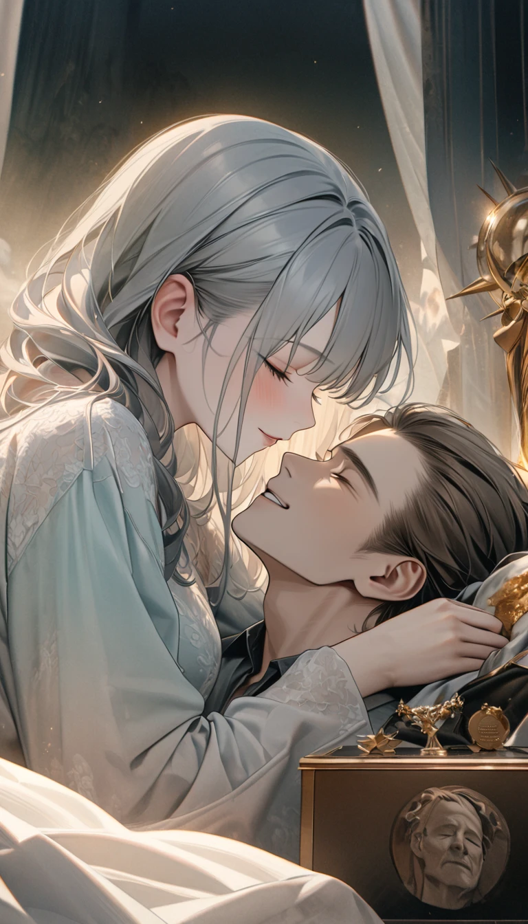 8K， RAW photos， best qualtiy， tmasterpiece：1.2）， （realisticlying， photograph realistic：1.4）， （Very detailed CG unity 8K wallpaper），a young man and a woman，beauitful face，Long hair，Gradient hair，The is very detailed，realskin，a matural female，(A MILF :1.5),(Solo)，（Long floating hair）， Jewelry in hair， The is very detailed， （Dance：1.4）， （Floating ribbon：1.6）， ventania， （style-swirlmagic：1.1） ， dream magical， Spectacular， （Mist：1.4），Solo，The right human body，((Correct hand mechanism))，Clear fingers，Five fingers，Landscape background，Wall paintings，Meixuantu，beauitful face，Clear facial features，The is very detailed，high detal，full bodyesbian