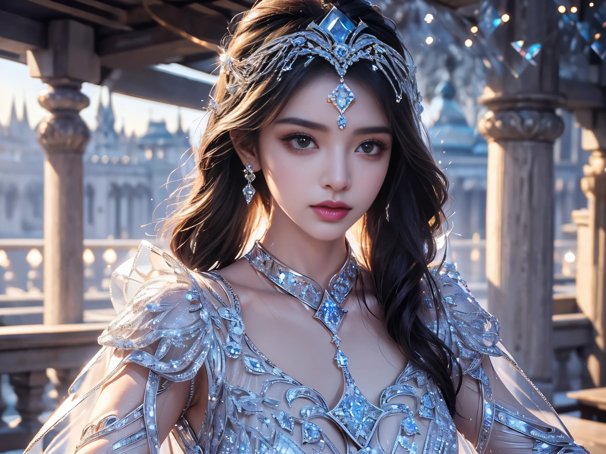 Eleanor Vere Boyle and Andreas Untersberger, Hantu Ulat Sutera adaptive and winter atmosphere, scattered, exquisite details, Paris City, Cloud, 1 girl, (central composition, symmetry: 0.1)