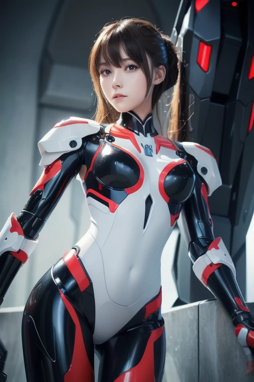 (Close-up:1.4)、(RAW photo:1.2)、(photorealistic:1.4)、(masterpiece:1.3)、(highest quality:1.4)、(Beautiful woman with perfect body:1.4)、A woman stands in front of a group of robots、beautiful android woman、beautiful female soldier、girl in a suit、complex combat uniform、beautiful young Japanese woman、Highly detailed face and skin texture、detailed big eyes、double eyelid、cute face、(twin tails:1.2)、(Medium chest)、beautiful breasts、(small butt)、(beautiful thighs)、(full body shot)、cowboy shot、(angry expression:1.2)、Storm and epic war scene、cyberpunk scene、night time、illumination、plug suit、have a gun、combat uniform damage