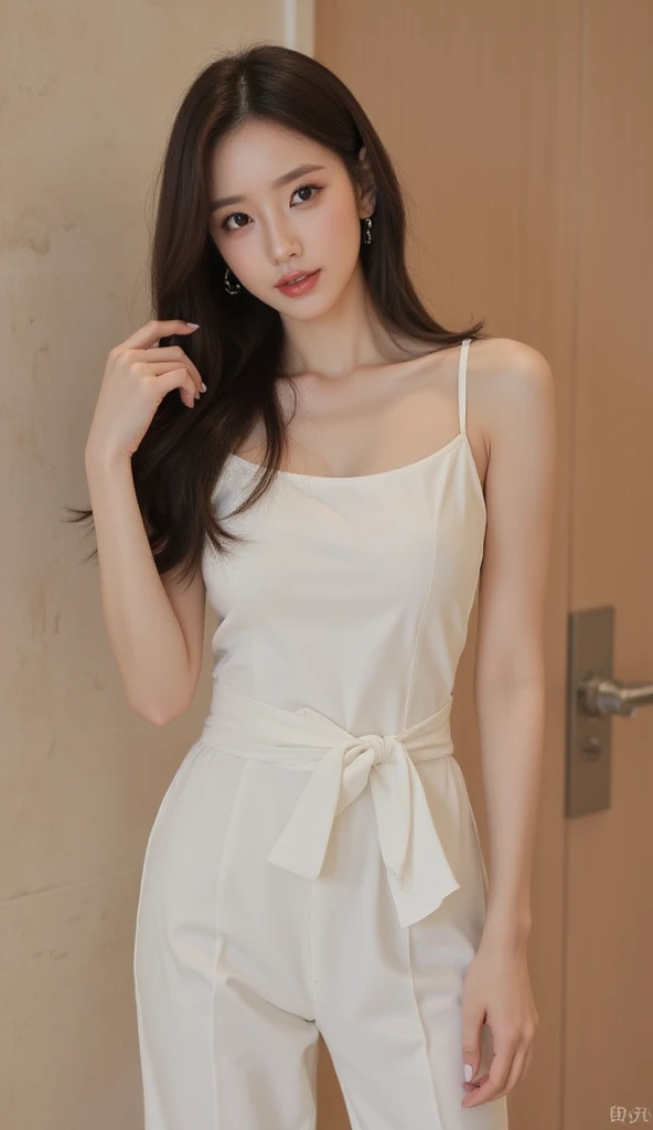 (masterpiece:1.5)、(photorealistic:1.5)、(highest quality:1.4、8K、Raw photo）、
ultra high resolution、professional lighting、perfect dynamic composition、Indoors、
film grain、chromatic aberration、(Bokeh:1.1)、
Frank、Sophisticated、attractive、surreal、high detail、golden ratio、
(1 girl)、Slender girl、繊細でattractive女の子、cute woman:1.4、
serious expression、looking at the viewer、Full body Esbian、
light brown hair、shining hair、random cute hairstyles、
skin that looks real、
close your mouth、detailed eyes、double eyelid、thin arms、
(wearing a white tight mini dress)、(I can see my thighs)