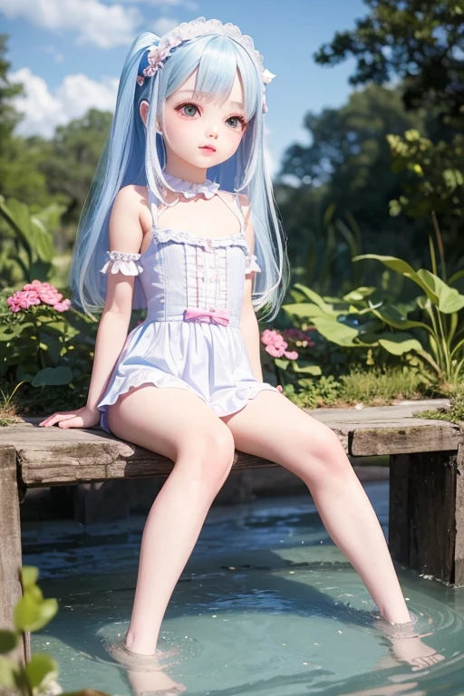 You can see the crotch,undress,Close-up of children,His hands were propped up on the wall, trending on cgstation, small curvaceous , Surrealism female students, Surrealism female students, small lolil, loli in s, Anime girl lie down, cute elegant pose, beautiful anime girl crouching, Anime girl cosplay, anime barbie in white stockings,(Hands raised),((((legs are open)))),Split the legs