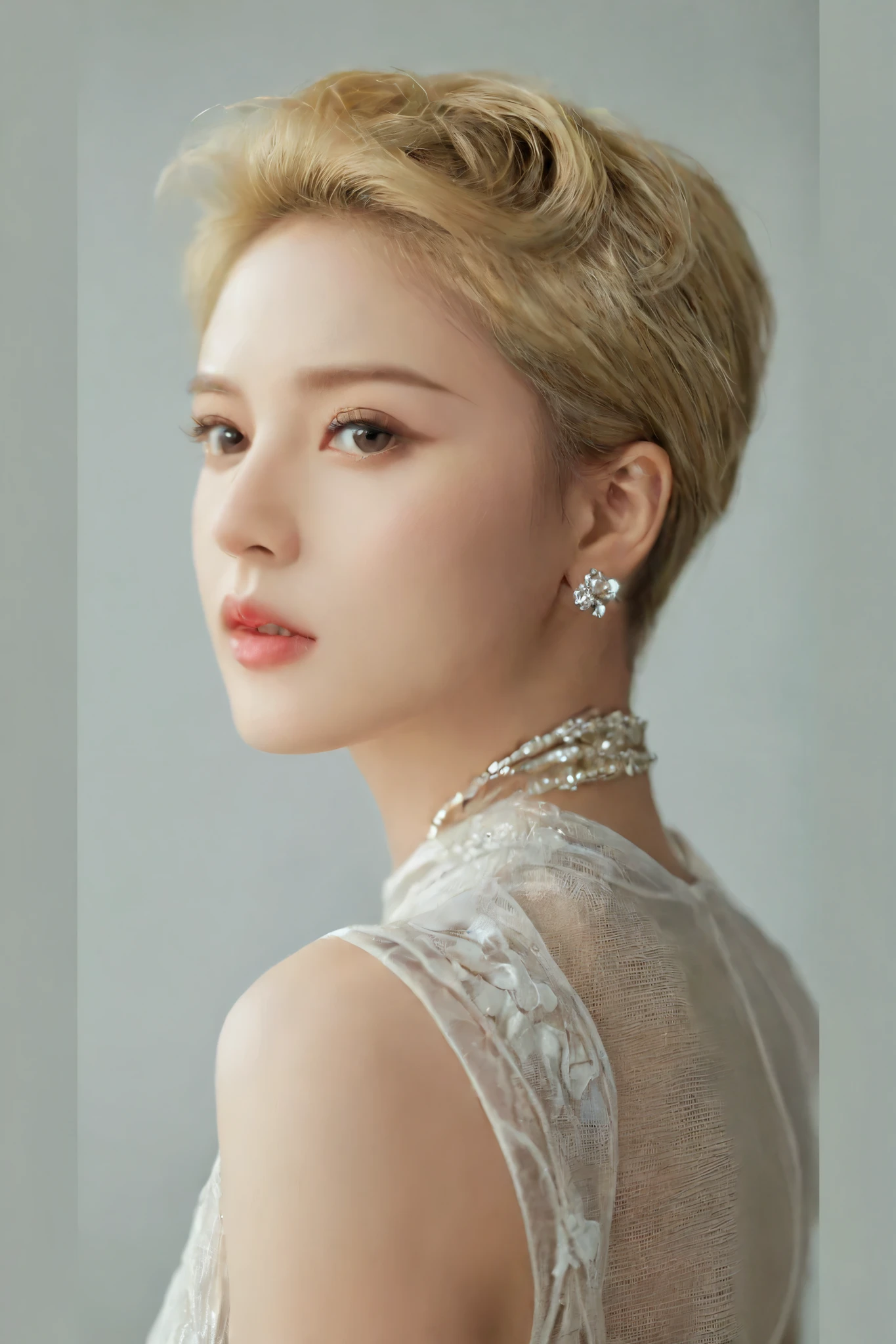8k, Ultra-high resolution, Best Quality, masterpiece, photograph by trisection method,Surreal, photograph, 1 , (girl:1.3), cute, cute face, Beautiful Eyes in detail, Detailed in fine detail,masterpiece,One girl:1.2,Japanese women,princess,cowboy shot,glaring,Black Short hair,Hair over one eye,ID photo,future,Brutal Cyberpunk Woman,Luxurious and gorgeous,Stone Room,((A fusion of bridal dress and rubber leotard:1.5)),Overly decorative fashion,Lavish Decoration,(BDSM Mistress),(With collar),(Upper class lady:1.5),Expressions of despair,Dark and atmospheric lighting,Subtle details, Detailed face,anger,Attractive eyes,(portrait photograph:1.4),(Photorealistic images:1.4), fantasy art ,(Beautiful Face:1.4),Beautiful Attractive eyes、Beautiful Eyes,Silver Remaining,(Tight waist:1.4)、(Beautiful with perfect body proportions:1.4),Pink Lips,profile,(((Ideal body type))),A cup small bust :2,、Portraiture:2、Perfect Anatomy、clear detailed、detailed,Thin lips,Perfect and Beautiful Face ,Flawless and Cute Face, Detailed skin, Perfect limbs、Narrow waist,Surreal,Light and Shadow,Fashion magazine cover,spotlight