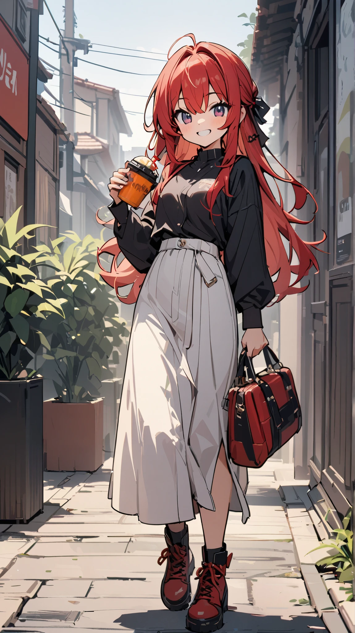  best quality ，［4K］，女god様， cute， red hair，smile，full body，god々Shii，
