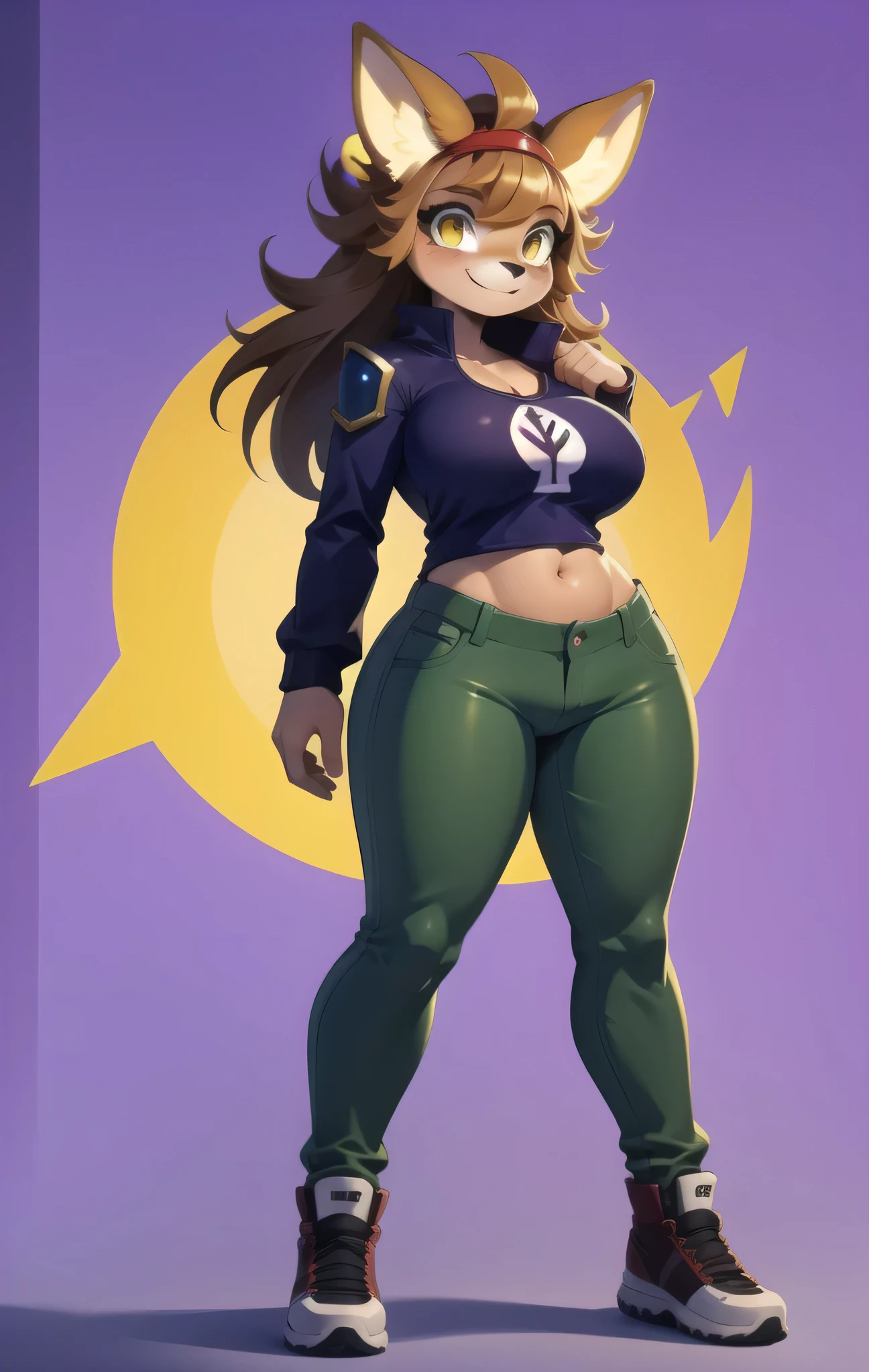 nude susielora, 1girl, solo, long hair, breasts, looking at viewer, smile, large breasts, simple background, brown hair, shirt, long sleeves, closed mouth, standing, jacket, tail, full body, yellow eyes, white shirt, open clothes, shoes, pants, black footwear, , colored skin, own hands tgether, denim, furry, purple background, jeans, furry female, blue pants, purple jacket, purple skin, (icone de um jogo), (icone de peitoral : 1.5), um peitoral , peitoral marrom, chest plate, peitoral pesada marrom, peitoral grosso, peitoral de Armadura intrincada, peitoral de armadura de fantasia pesada, peitoral detalhado, armadura ornamentada, peitoral de Armadura Paladina, peitoral dearmadura de batalha, intrincada peitoral armadura ornamentada, armadura pesada do peitoral, peitoral armadura de fantasia, peitoral armadura volumosa, armadura pesada, Magic leather armor breastplate, intricate legendary armor, big breasts busty nude