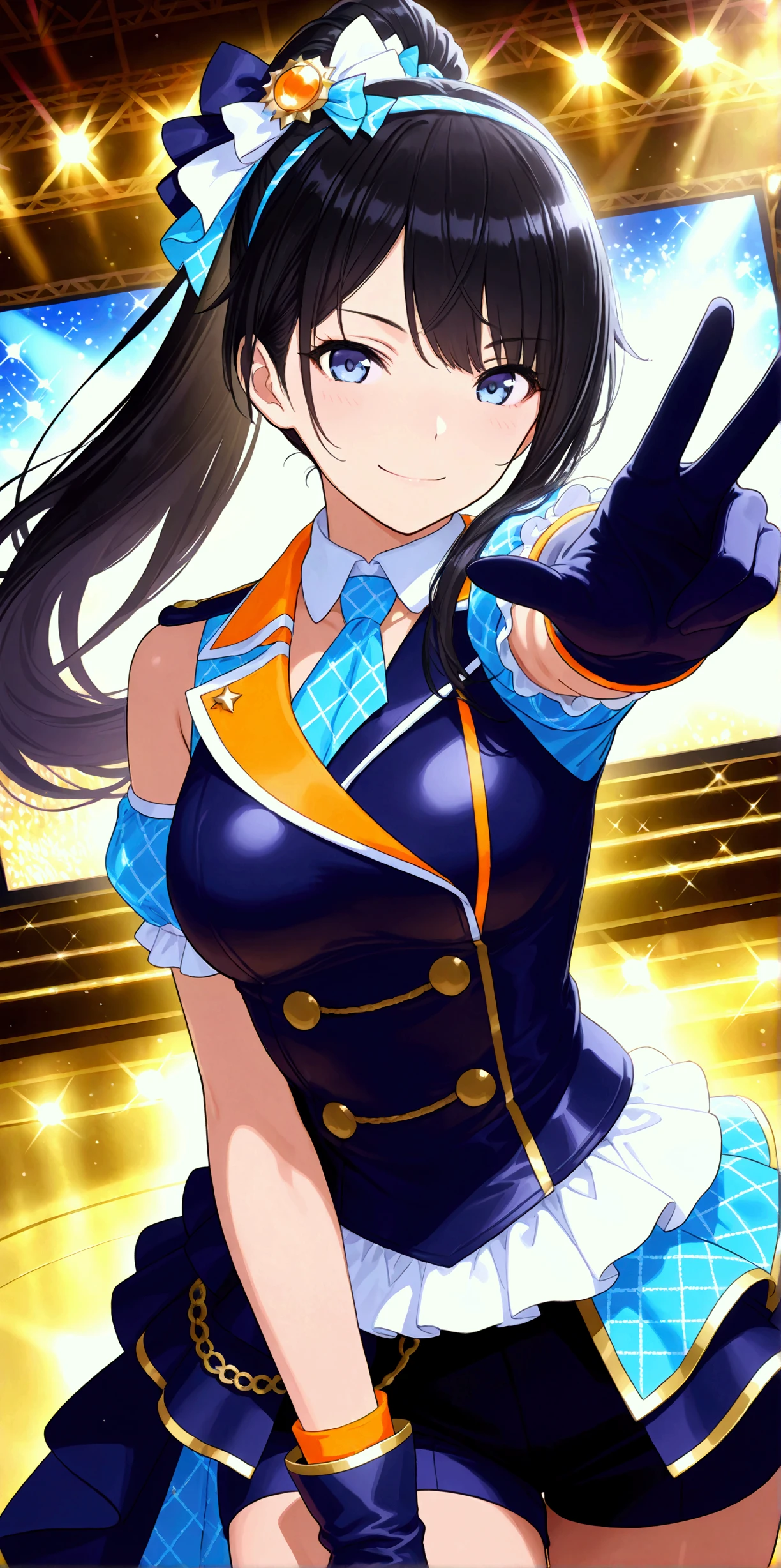 1girl, solo, tsurime, laughing, big mouth, dynamic pose,