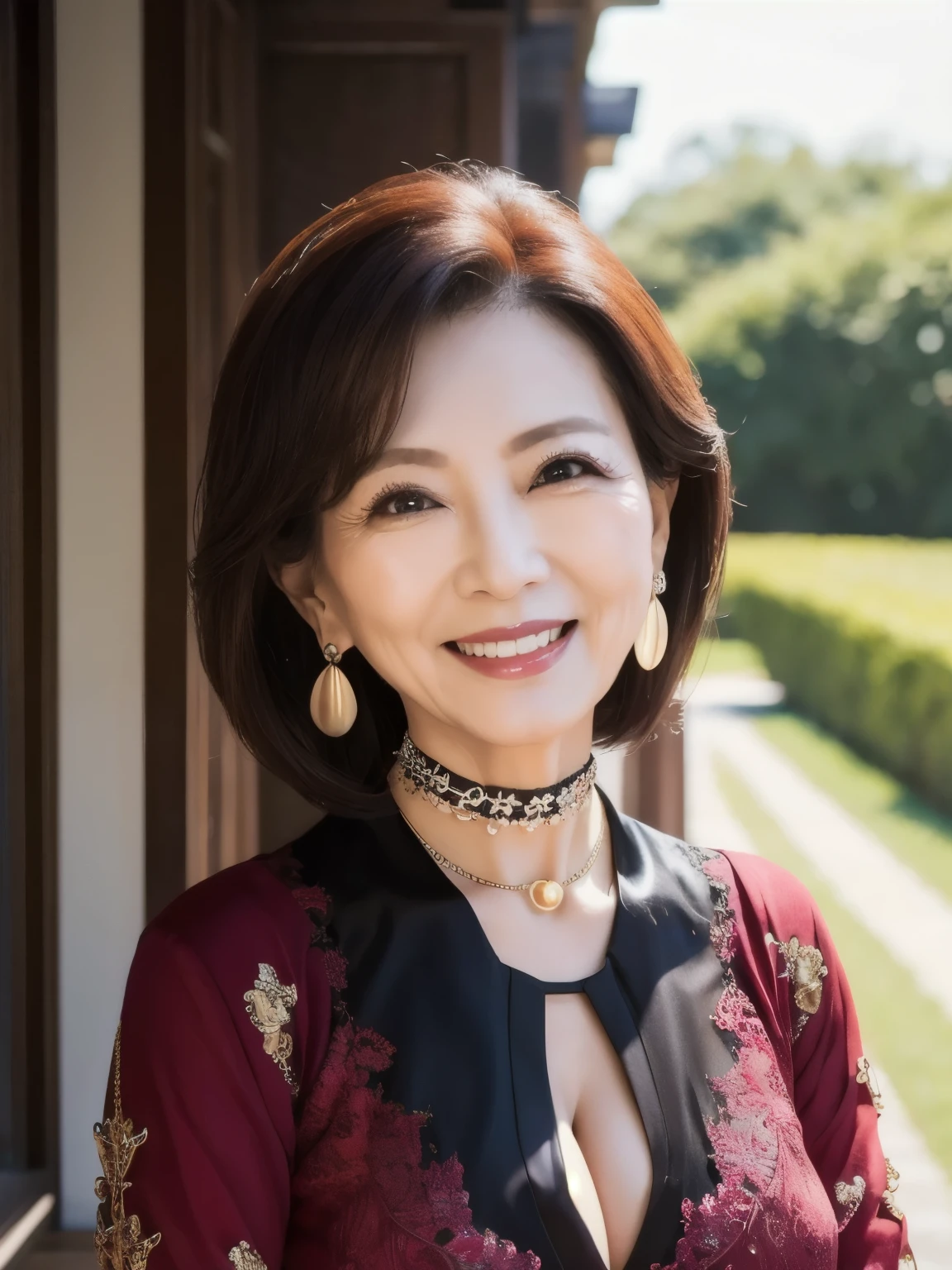 ６８ 　Mom　MILF　Korean, Lady　large earring　Big choker　　realisitic　Gorgeous Madame Beautiful Mature Woman　sexy　Smile　Gentle woman navel piercing　４K　High quality 