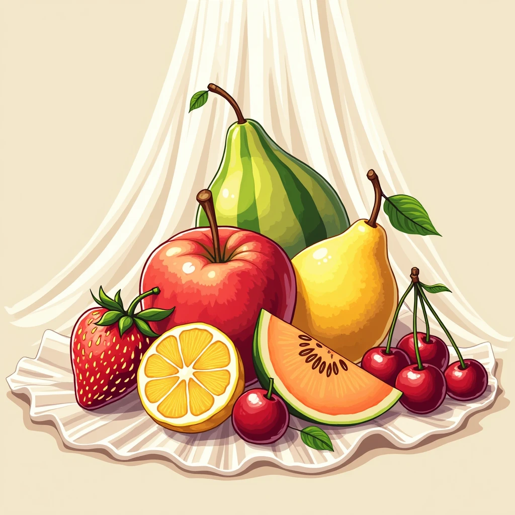 Create colorful logo with flowers fruits and food Art's Leletty