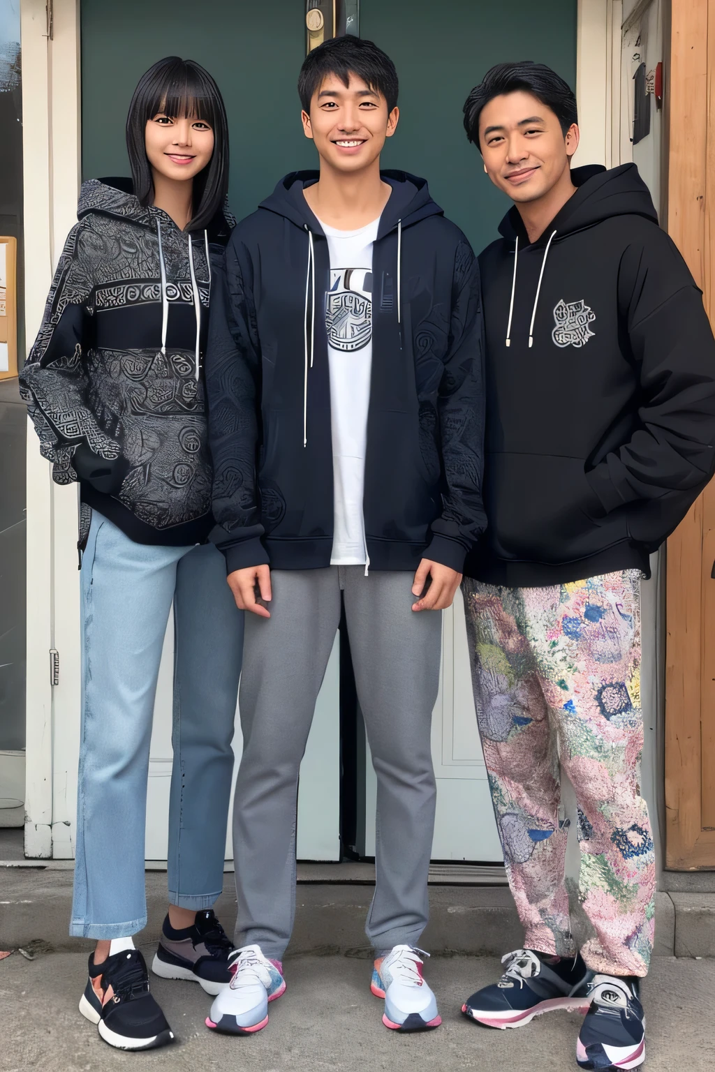Two boys on street opposite sides 