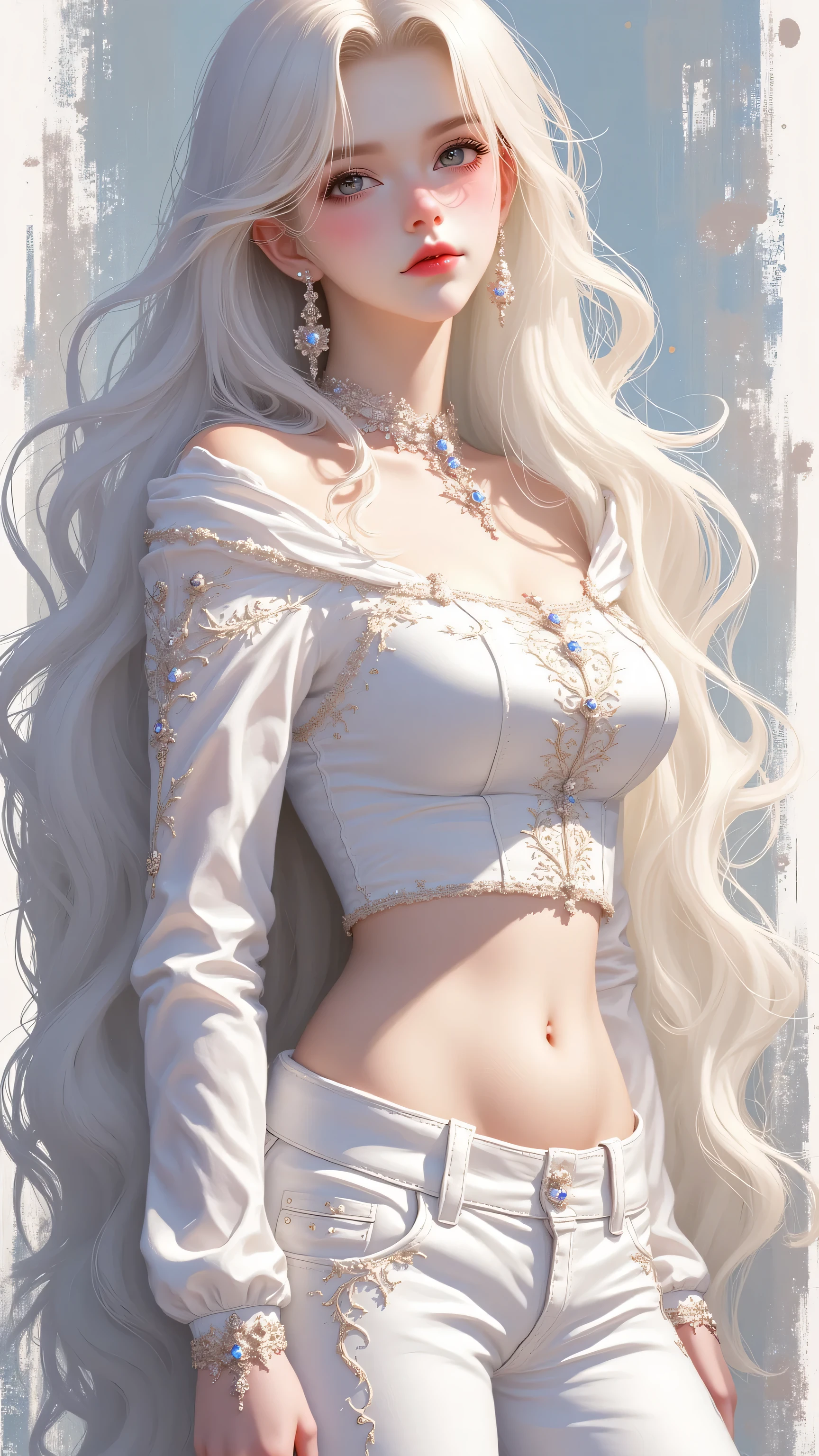 (masterpiece, best quality:1.4), official art, absurdres, vivid colors, girl******, beautiful eyes, tight crop top, tight pants, choker, (splash ink, graffiti on wall:1.2), navel, slender, standing, from below, cowboy shot, small waist, thick thighs, (arch back, perky butt:0.6), sharp focus, dynamic lighting, cinematic lighting, dramatic shadow, highres, ultra detailed, finely detail, extremely detailed, detailed eyes and face, sharp pupils, realistic pupils, simple background, big breasts, cleavage,