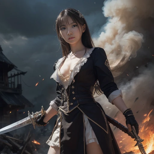 (One Knight Girl)、top-quality、masterpiece、超A high resolution、(Photorealsitic:1.4)、Raw photo、女の子1人、(Wear the Dark Knight's Armor)、glowy skin、(((Dark Fantasy)))、Fight with beautiful swords and shields、(((Mystical expression))),(Gorgeous gold metal body)、(Fight goblins、ogre、Fierce battle with orcs),(Fighting strong enemies)、Fight fiercely、(Background of decaying dungeon ruins)、(Ultimate Beauty)、(Detailed knight's helmet)、(Fighting Demonic Beasts)、(Pointed Hat Wizard Hat)、((super realistic details))、portlate、(Strong giant demon beast background),globalillumination、Shadow、octan render、8K、ultrasharp、Colossal tits、Raw skin is exposed in cleavage、metals、Details of complex ornaments、Japan details、highly intricate detail、Realistic light、(Mystical expression),CGSoation Trends、Red Eyes、radiant eyes、Facing the camera)、Gundam、Small LED、Toostock、(Background of the mutation)、(Attack of the Monster Beasts)、Ultimate Beauty、beautiful female knight、Wear colorful armor、Detailed sword、(Wearing legendary armor)、