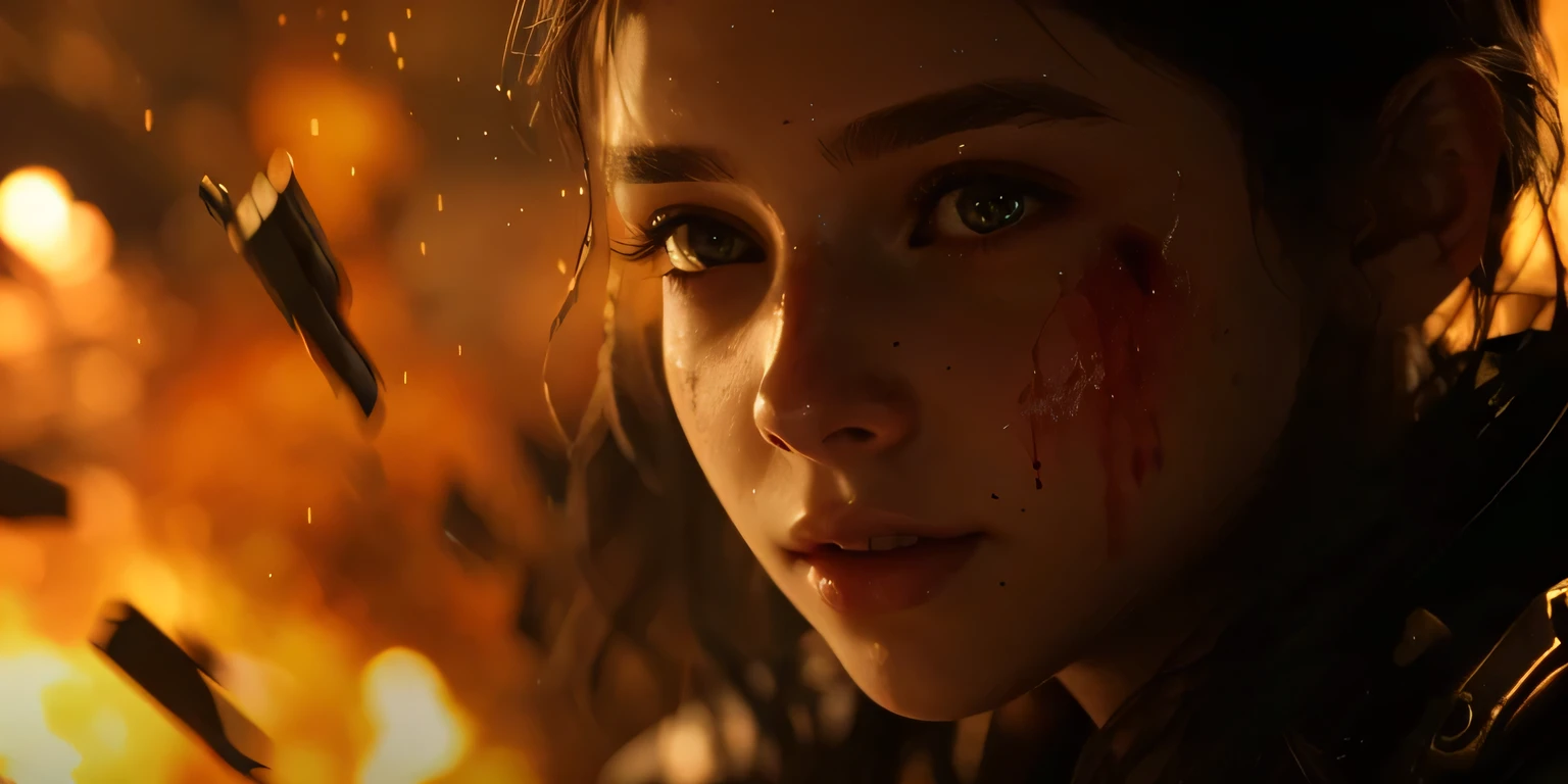 [1] = 1girl, fiercely determined, close up shot, stormy eyes, sparks flying / [2] = A close-up portrait of a determined young woman, her face contorted with determination, her eyes glowing with fiery intensity as sparks fly around her. / [3] = Set in a post-apocalyptic cityscape, dark and desolate, with remnants of a once bustling civilization. / [4] = The atmosphere is charged with tension and anticipation, as if a pivotal moment in a fierce battle is about to unfold. / [5] = Photography / [6] = Shot with a high-speed camera to capture the dynamic sparks, using a wide aperture lens to create a shallow depth of field and focus on the girl's intense expression.