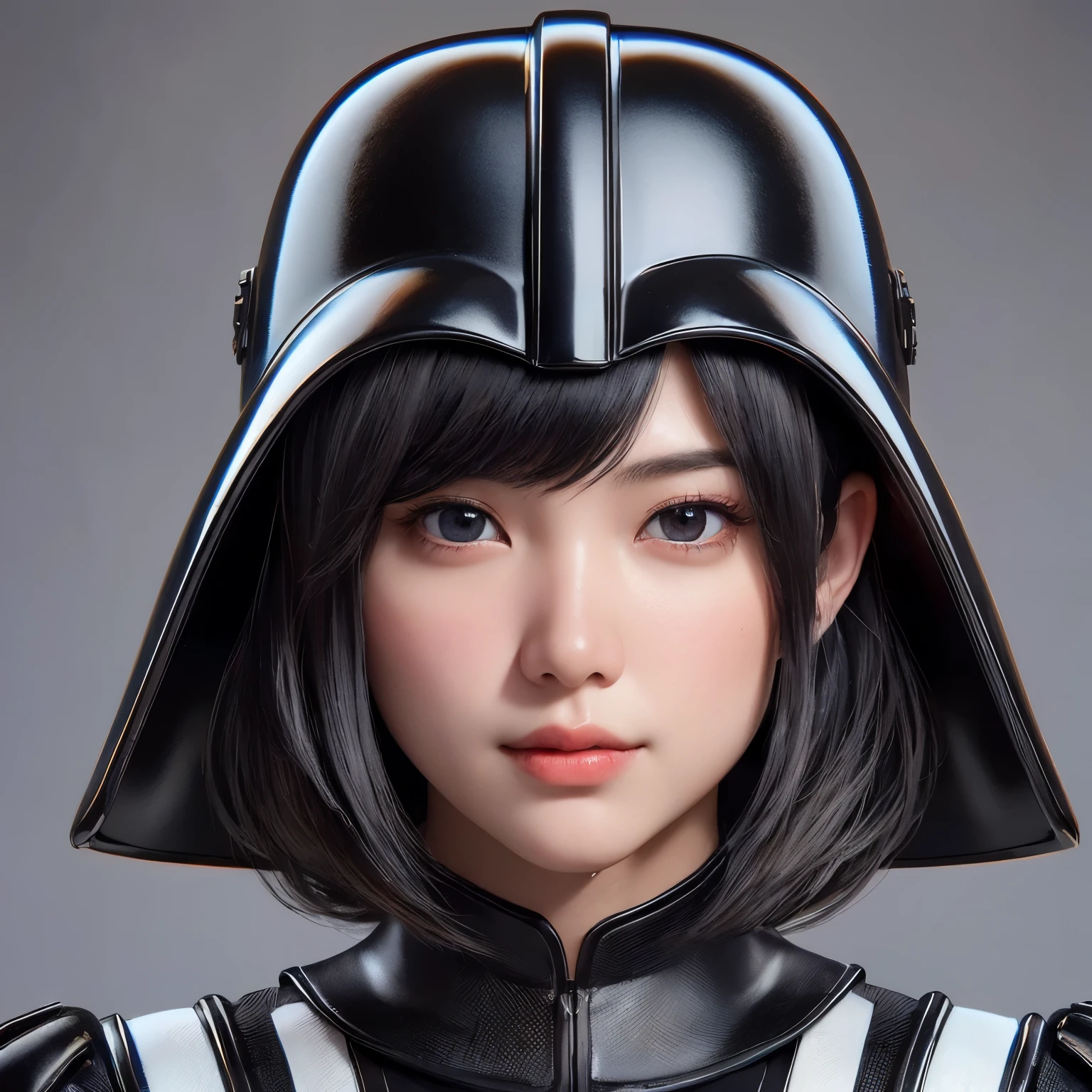 Stormtrooper、19 years old、woman、Black Hair、Shortcuts、Japanese、Yokogami、Upper Body、Simple Background