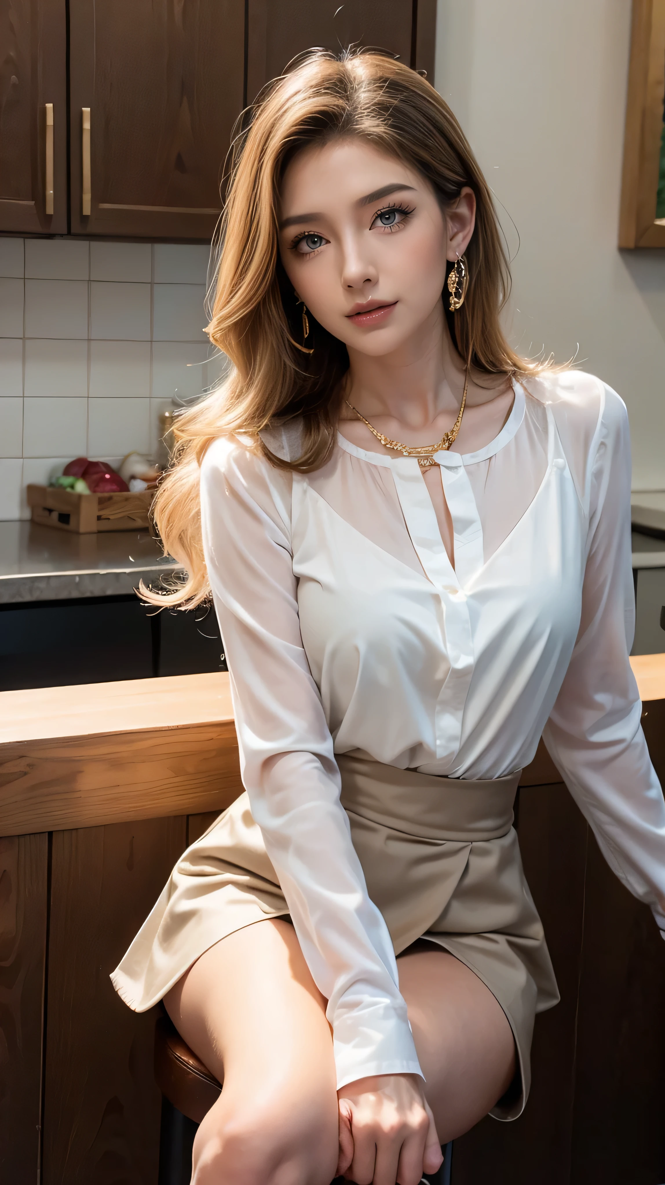 RAW photo, bokeh, (Lifelike face), smiled slightly, Top image quality, High resolution, high contrast, best quality, 8k, HDR, (photorealistic:1.5), young girl, (1girl:1.4), slim figure, perfect face, cool face, (nice leg line:1.3), thin waist,, thighhighs, ((pencil skirt)), red lip, looking at viewer, from below, full body portrait, White Blouse, (pantyhose:1.3), (The golden ratio figure), realistic, photorealistic, award-winning illustration, (intricate details:1.3), (delicate detailed) (intricate details),(cinematic light, best quality Backlights), clear line, sharp focus, ultra-detailed, highres, extremely detailed, extremely delicate and beautiful, professional lighting, dynamic lighting, light on the face, depthoffield, solofocus, glamorous, charisma.
