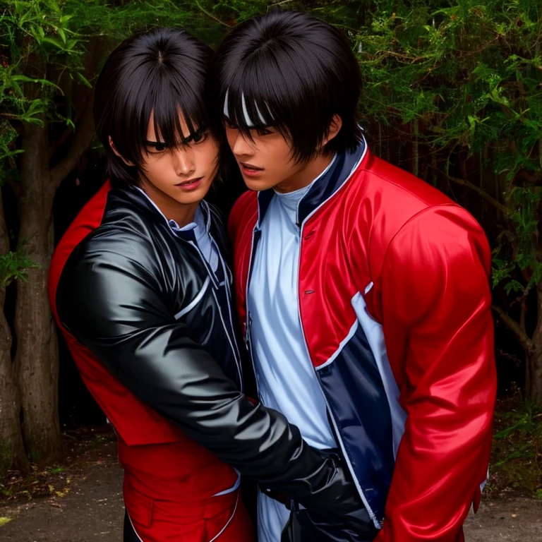 Buck and bucky from master of the air kissing 