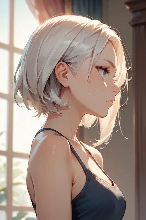 White hair, girl, profile picture, Blue eyes