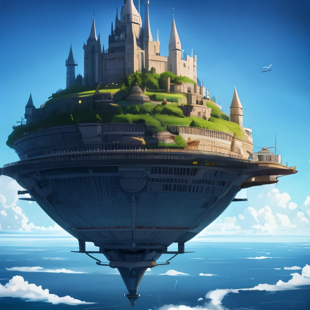 Future Aerial City ,rest,Sea of clouds ,airship, World of Soratrobo , Laughter in the Sky ,Artillery Corps , Water is flowing out {x} Fusion with Fantasy, Castle in the Sky , magic , i doubt it, see-through,