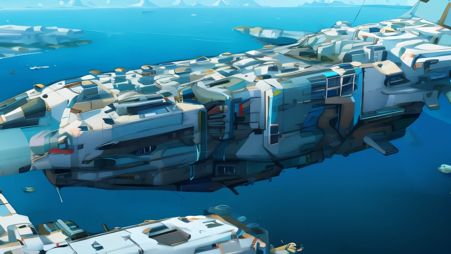  Future Aerial City ,rest,Sea of clouds ,airship, World of Soratrobo , Laughter in the Sky ,Artillery Corps , Water is flowing out {x} Fusion with Fantasy, Castle in the Sky , magic , i doubt it, see-through, steampunk