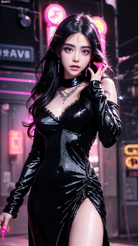 HD photos，lifelike，Ultra high resolution big deal files，8k high quality wallpaper，10x pixels，CG wallpaper，细节Clearlifelike，Top female portraits，Super fine，美丽Sexy女人，Be careful with your eyes and face，dynamic poses，beautiful fine eyes，一个Sexy成人，Royal sister style，Mixed-race females，Long black-purple hair，He has long black and purple hair，Clearlifelike头发，Clear的发丝，Delicate eyelash makeup，Thin eyebrows，Super fine致的眼睛，美丽Sexy大红唇，mature face，Exquisite face makeup，Latin woman's face，detailed facial work，perfect body shape，perfect body proportions，S-shaped body,perfect body curves(full, big deal),Best water snake waist,peach butt,mannequin，闪亮液体silver色奢华礼服系列，blue sequin dress，sequined jacket，shining，tight long skirt，Summer sexy hip-hugging fishtail sleeveless commuter maxi skirt，Horse socks 100%Oil Pastel Tray Glossy Silk Surface 8D Black Silk Women&#39;s，High heel，Gloves，Beautiful long dress，beautiful clothes，Big red series，High fashion clothing series，dress photography，Authentic clothing items，Slim，Sexy，jewelry，necklace，ear nipple ring，bracelet，indoor background，In the banquet hall，Women's artwork，full body view，dress goddess，Reality感，amazing (Egiosar:1)Adult photography，液态金属silver系列，silver，satin maxi dress，Reality摄影，Reality、Clear，fashion art，fantasy art，First class boutique，High level of detail engineering