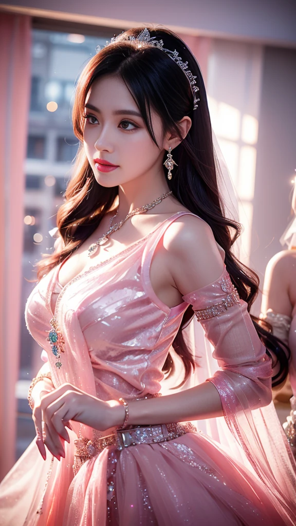 (quality improvement:1.4),1girl, Full breasts,Visible cleavage,Sexy long legs,The skirt is short,She gently lifted her skirt with one hand,Surrounded by white Phalaenopsis orchids,Lilac dendrobium、White Lily, Flying petals,(Top quality leather), Delicate face,Black Hair, Gradient hair, Body,(Body1.1), He has a precious gem on his forehead., Shining Student,Long eyelashes,Smile, Surrealism, Movie Lighting, Projection Insertion, Surrealism, Ultra HD, masterpiece,lie,Keep dreaming,Open your legs slightly.,Tattoo,Fantasy Space,Luxurious space,Exquisite makeup,Blush,Shy expression