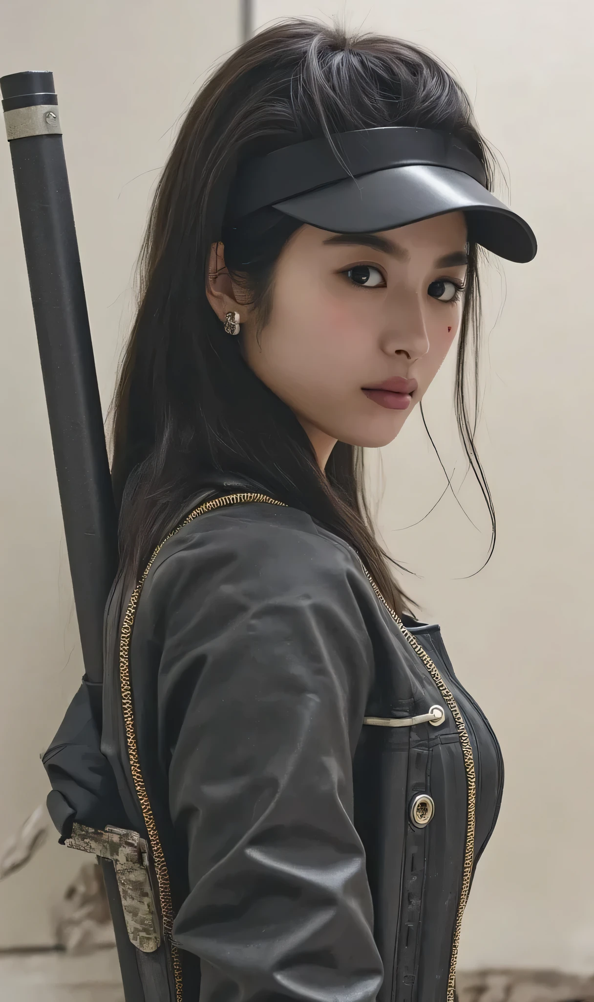 (((The dark interior of the Nostromo ship :2.0))),((( HR Giger style cyberpunk atmosphere:2.0))),(((Hold a cyberpunk-style Japanese sword:2.0))), ,((whole body:2.0)), one woman,( cute face),(Beautiful well-balanced face ),( natural big breasted :1.5),( black hair:1.5),( beautiful eyes:1.3),Glamorous shot of a 20 year old Japanese woman , Slender Beautiful Body ,( model body type:1.3),(Slim body:1.3), perfect body line, Ideal Proportions ,( big breasts:1.5),Bare thighs,Voluptuous thighs, delicate body,( Shrimp:1.7),A harmonious posture,(Realistic breast depiction :1.7), carefully depicts limbs based on perfect anatomy ,((Wear a samurai kimono-style military coat with an open front over a black super high-leg leotard :1.5)),(( super high leg leotard made of cammy style latex that fits the body:1.5)),(( a samurai kimono style military coat with an open front over a leotard :1.5)),(ear monitor:1.5),((Tactical Holster:1.5)),( gloves:1.3), concept art ,( best quality :1.5),(masterpiece:1.5),(Super high resolution),resolution,UHD,( Delicate Depiction), carefully drawn with butterfly wings ,32K,(( Realistic Skin Texture :1.5)),((( Ultra-realistic :1.5))),Draw eyelashes carefully, very detailed face,Highly detailed female hand,Sexy appearance,Very sensual,(Blurry Dim Backgrounds :1.5), chicken,( movie lights:2.0),((Blade Runner Style Light :2.0))
