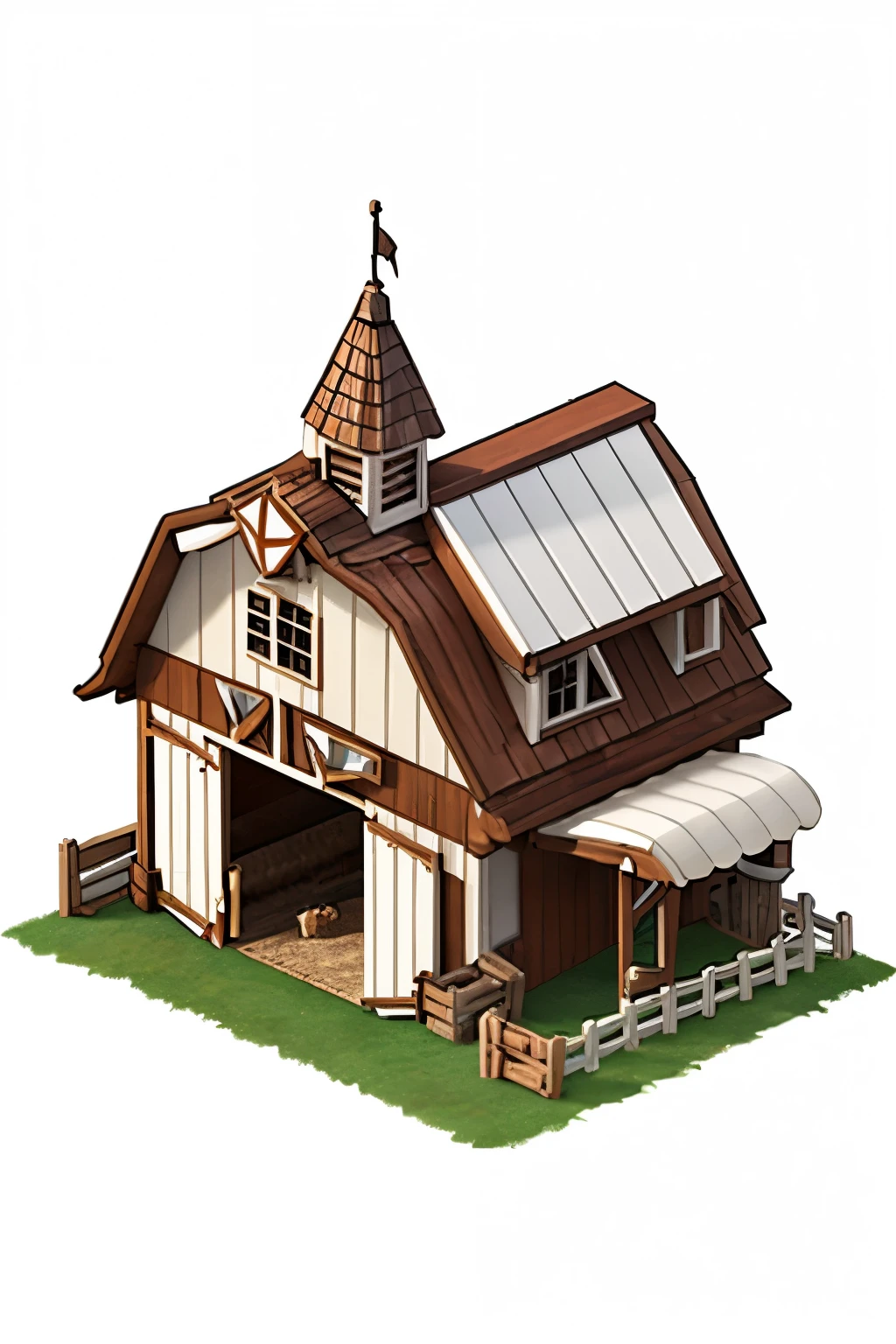 Game icon institute, game icon, Qjianzhu, (white background), HD, 3D, animal barn icon, 