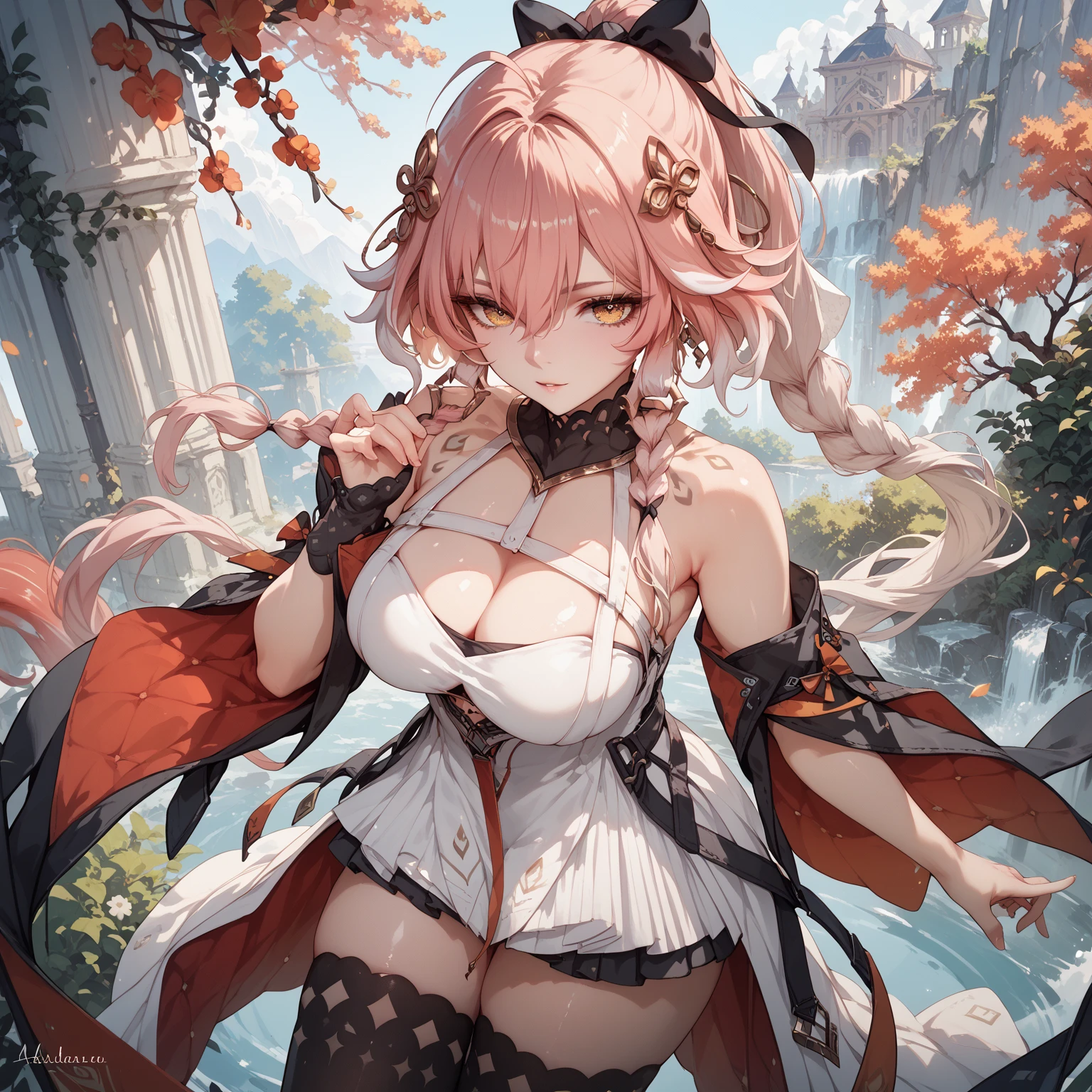 ((((ultra illustrated style:1.0)))),best quality,best animated,masterpiece,ray tracing, global illumination,yui five star,1girl, solo, outdoors,looking at viewer, standing <lora:yui five star-000003:0.9>