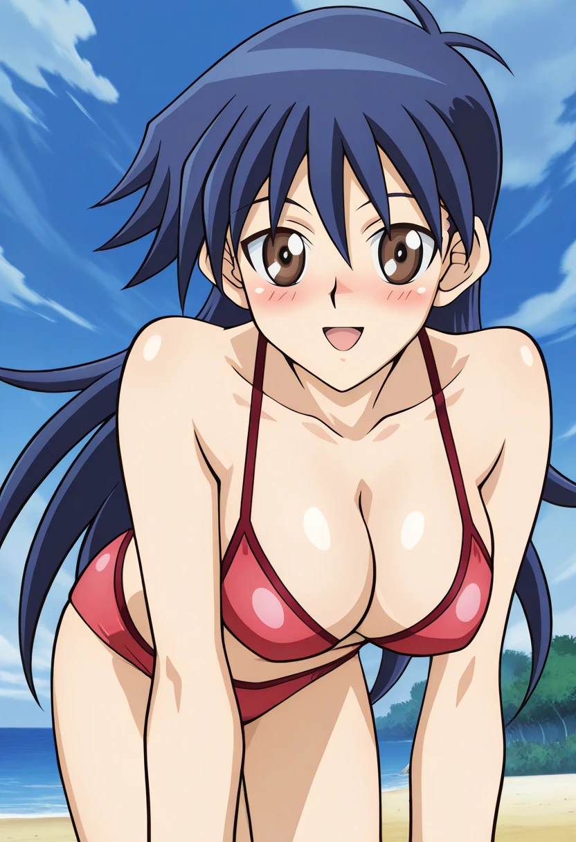 voluptuous, blue hair, red eyestank top, sleeveless, very short jeans, messy hair, (((hands on the ground, on all fours))), (((chain leash, viewer holding chain leash, animal collar, animal collar connected chain leash))), full face blush, smile, very long hair, large breasts, cleavage, back hair, sexual ecstasy smile, super fine illustration, masterpiece, masterwork, by famous artist, official art, ultra high res, best quality, beautiful, beautiful portrait of cute anime girls,