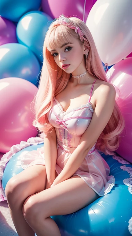 (extremely detailed and high-quality CG illustration, impressive masterpiece-like quality), (bold and vibrant colors with bright highlights for an exciting and eye-catching look), a stunning and seductive American teen bimbo in a playful bunny dress, striking and provocative, with an irresistible and flirtatious expression.