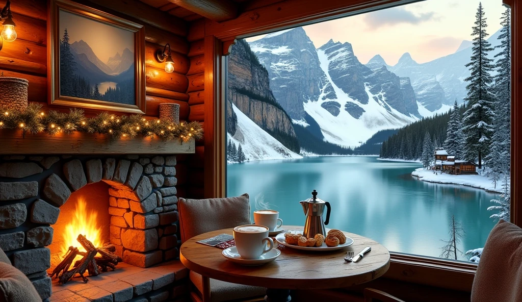 imagine uma natureza-morta que celebra a simplicidade e a serenidade do inverno. Em um fundo de neve pura e intocada, posicione uma chaleira de ferro fundido de estilo vintage, that exudes heat while water boils. Next to the kettle, Put a cup of fine porcelain tea, com vapor subindo lentamente, and an elegant teapot containing high-quality loose tea leaves. A luz suave, filtering through a frosty window, creates a magical aura around the scene. The tranquility and contemplation of winter are present in every detail