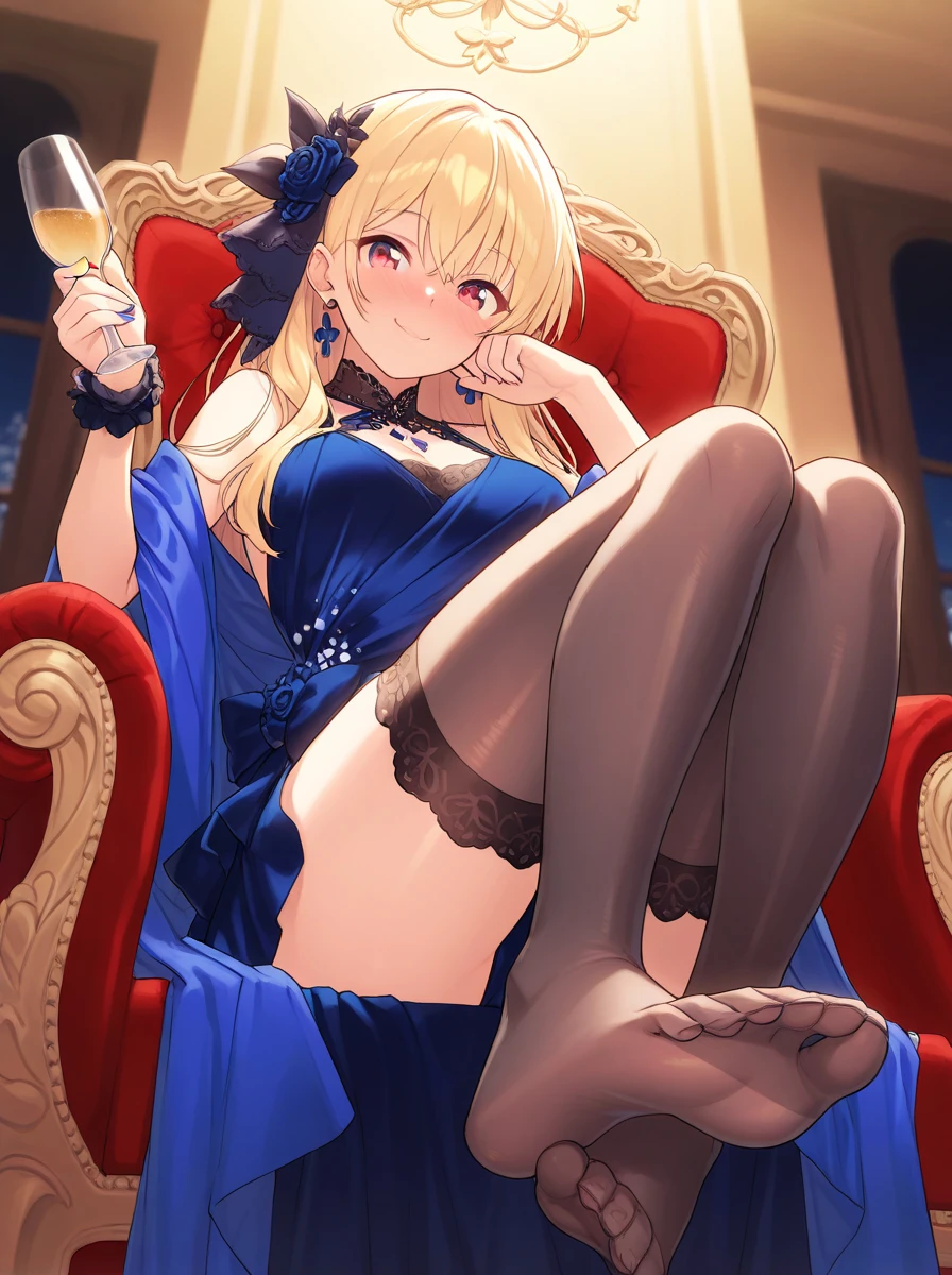 A woman sits on a sofa,A glass of wine in his hand, Kushatt Krenz Key Art Women, seductive anime girls, drinking a drink, detailed key anime art, Artoria Pendragon, splash art anime , beautiful and seductive anime woman, shadowverse style, high detailed official artwork, Marin Kitagawa fanart, yoshitakka amano karol bak