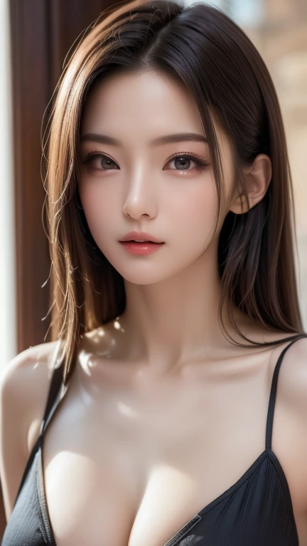 foto hiper real of ((corpo inteiro of mulher com roupas sexy)), ((Rosto e olhos realistas oftalhados)), Cinematic lighting, 8K resolution, (Estilo Mooflshoot),(of_Under: 1.4), seio granofs,slender,20歳of日本人女性,