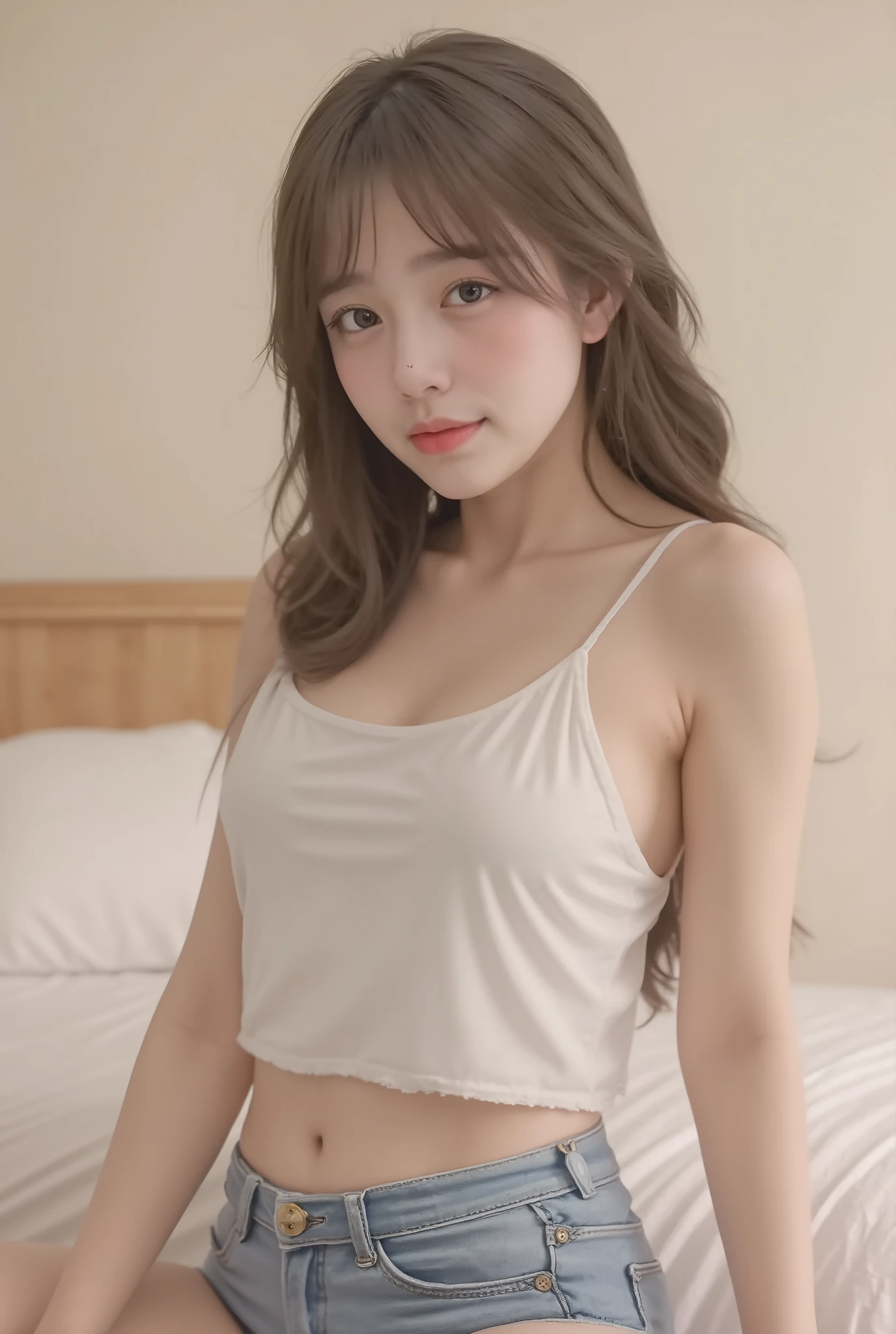 ((1 european girl)), (tween model, 16 years old, young)), blond long hair, ethereal beautiful, sexy, seductive nervous smile, thin body, flat chest , exposed chest,
nackt, soft light, lie in bed, full body view, close up picture, masterpiece, best quality, photo-realistic, 8k, high resolution, detailed skin, 8k uhd, dslr, soft lighting, high quality, film grain, show vagina, show pussy, spread legs, nude,