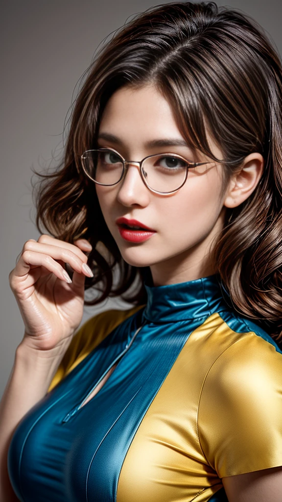 absurdres, foto RAW, mais alta qualidade, (obra-prima: 1.3), foto de cor RAW de alto detalhe, foto profissional, unidade de papel de parede CG 8k extremamente detalhada, foto-realista, realista, foto RAW, obra-prima, melhor qualidade, highres, illustration, 1girl, 16 ANOS, baixinha, tiny girl, magra, branca, ruiva, cabelo vermelho, cabelo ruivo com cachos, cabelo ondulado, curly hair, Average length, cabelo preso, pernas finas, rosto lindo perfeito com sardas, cardune lips, belos olhos realistas, olho direito verde, olho esquerdo azul, heterocromia, pale skin, textura de pele detalhada, seios planos, muito pequenos, bunda pequena. Rosas vermelhas tatuadas nos ombros, tattoos of pagan symbols on the forearms and hands. Corpo magro, esguio. Ruiva. Sorriso. Saindo do banho. Suada. Fazendo sexo oral. Estilo bruxa. Pagan style, Celtic, wiccan. Escocesa. She looks amazing. (dressing gown, metal sunglasses, colar com pingente de pentagrama, design detalhado), casa, noite.