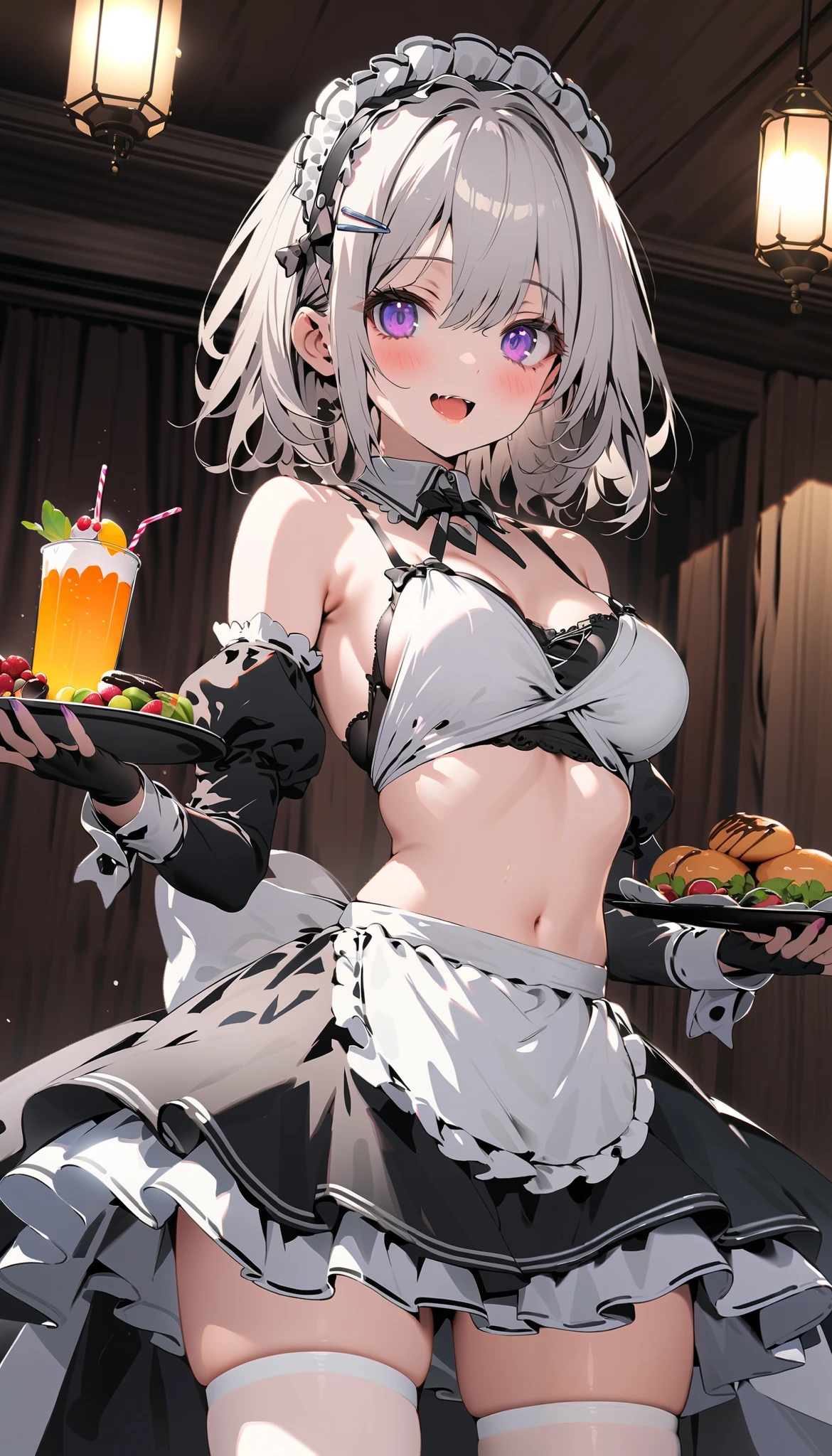 (masterpiece, best quality), best resolution, (ultra-detailed), (3heads:1.5), 1girl, (monobe no futo:1.3), masterpiece, best quality, ultra quality, ultra resolution, ultra detail, white top, crop top, ((stomach)), midriff, ((groin)), white-purple skirt, normal ears, shackles, grey hair, very long hair, wavy hair, sidelocks, grey eyes, detailed eyes, parted lips, single horn, sweat, cute, toned belly, hand on own chest, eyelashes, (24 year old woman:1.3), (masterpiece:1.5), (best quality:1.5), (beautiful detailed extremely detailed CG, extremely delicate and beautiful, depth of field, (finely detailed face), (perfect details:1.2), (mature female:1.3), wide pelvis, slender, large veiny breast, 16k resolution, highres, high quality, high definition, extremely detailed, masterpiece, best quality, grey hair, long hair, alluring presence, braid, short skirt, close up, big tits, young, japanese clothes, kariginu, ponytail,