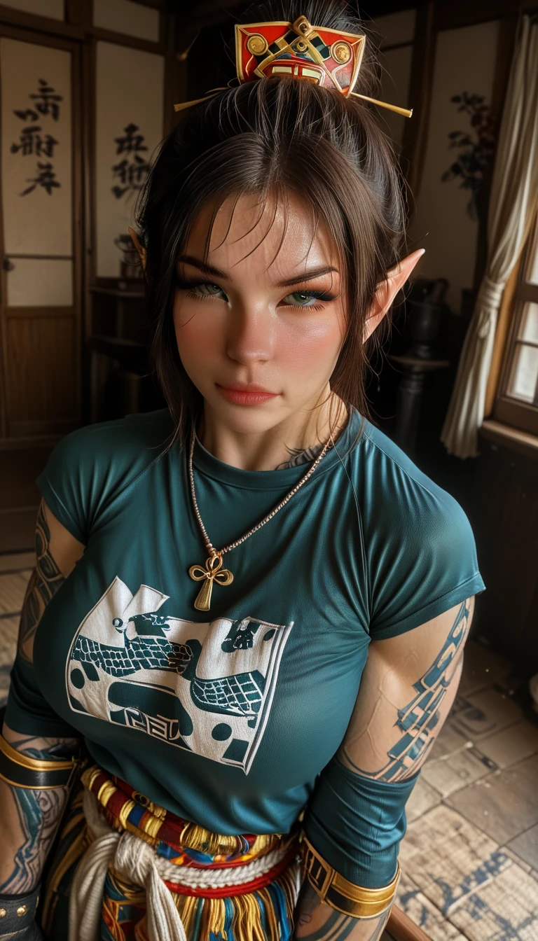 absurdres, foto RAW, mais alta qualidade, (obra-prima: 1.3), foto de cor RAW de alto detalhe, foto profissional, unidade de papel de parede CG 8k extremamente detalhada, foto-realista, realista, foto RAW, obra-prima, melhor qualidade, highres, illustration, 1girl, 16 ANOS, baixinha, tiny girl, magra, branca, ruiva, cabelo vermelho, cabelo ruivo com cachos, cabelo ondulado, curly hair, Average length, cabelo solto, pernas finas, rosto lindo perfeito com sardas, cardune lips, belos olhos realistas, (olho direito verde, olho esquerdo azul), heterocromia, pale skin, textura de pele detalhada, seios planos, seios muito pequenos, bunda pequena. Rosas vermelhas tatuadas nos ombros, tattoos of pagan symbols on the forearms and hands. Corpo magro, esguio. Ruiva. Sorriso. Saindo do banho. Suada. Fazendo sexo ritual. Estilo bruxa. Pagan style, Celtic, wiccan. Escocesa. She looks amazing. (Body painting in the style of the tribes of northern Scotland, colar com pingente de pentagrama, design detalhado), campo, fogueira ritual, Stonehenge, noite.